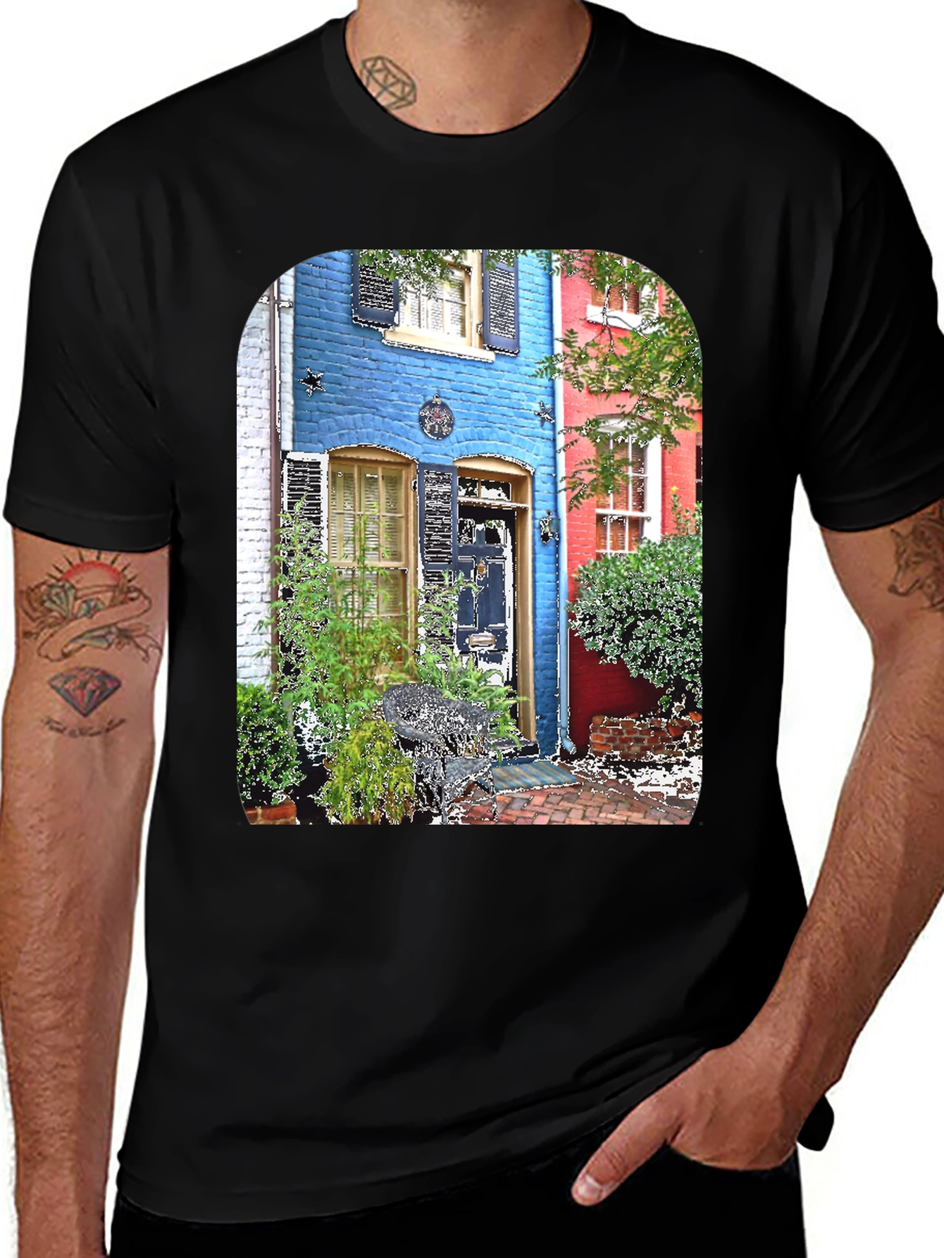 Black Colorful Townhouse T-Shirt main image