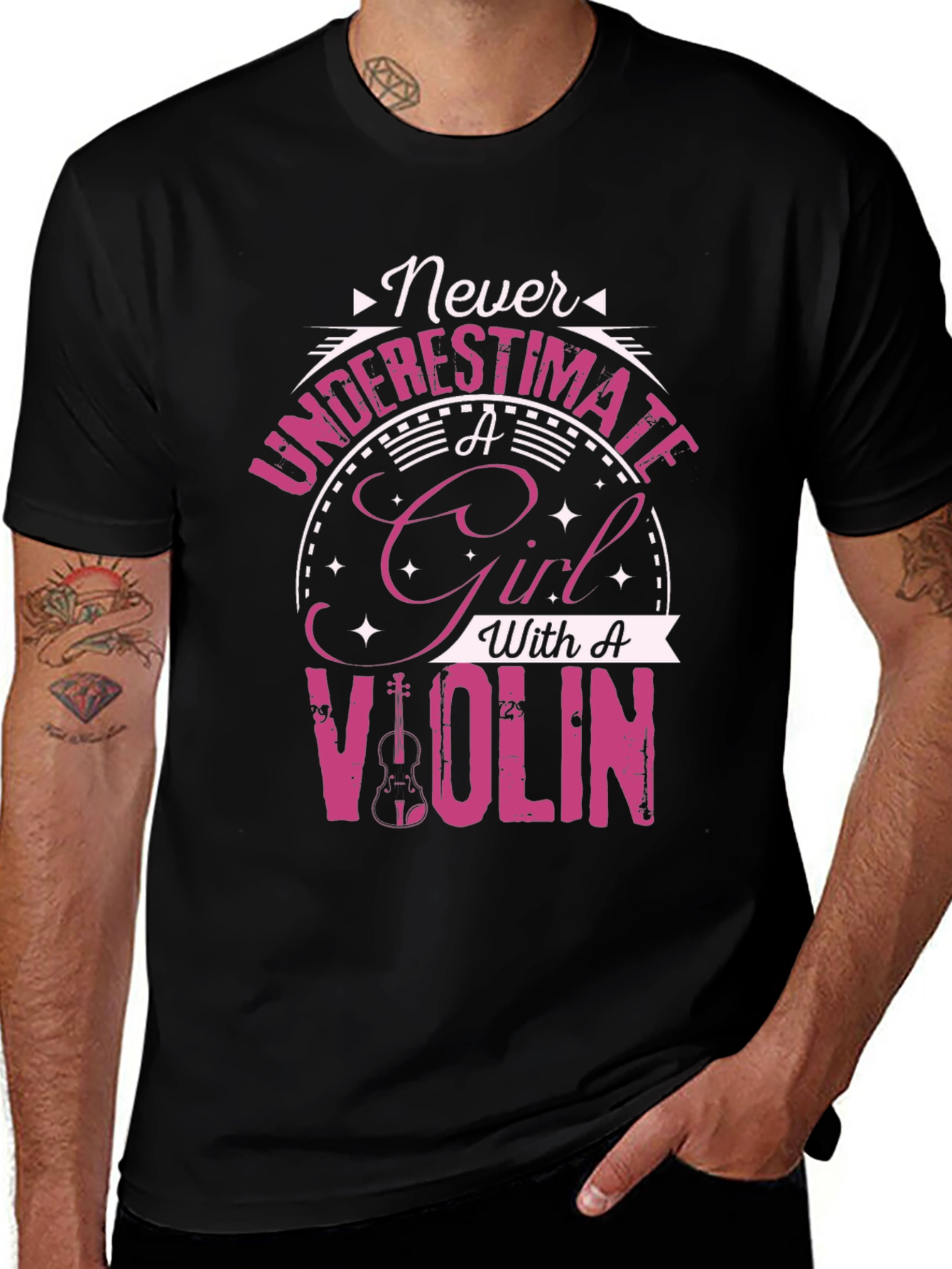 Variant 20 of Never Underestimate a Girl With a Violin T-Shirt