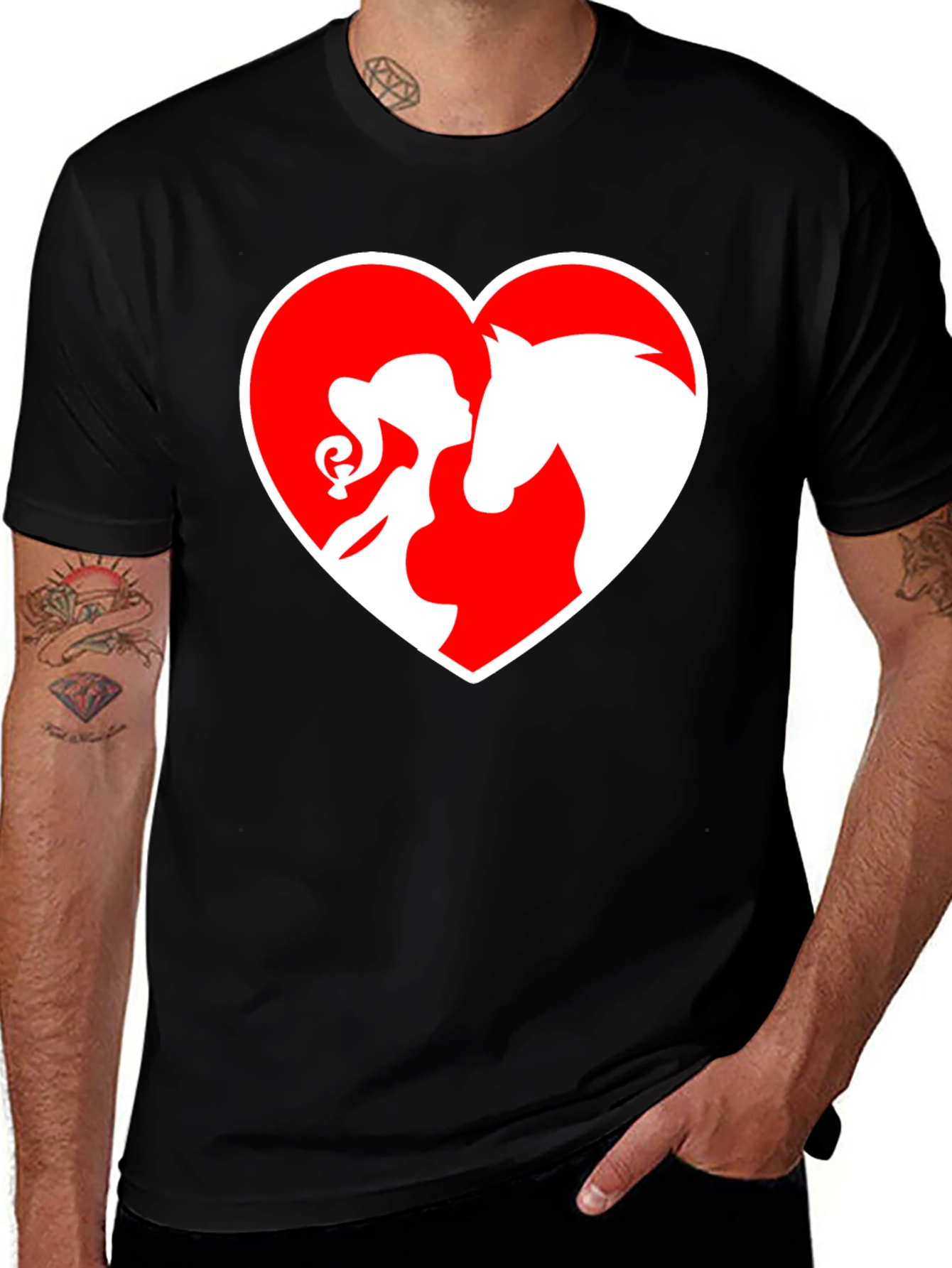 Variant 14 of Girl & Horse Love Heart Tee - Stylish Graphic T-Shirt