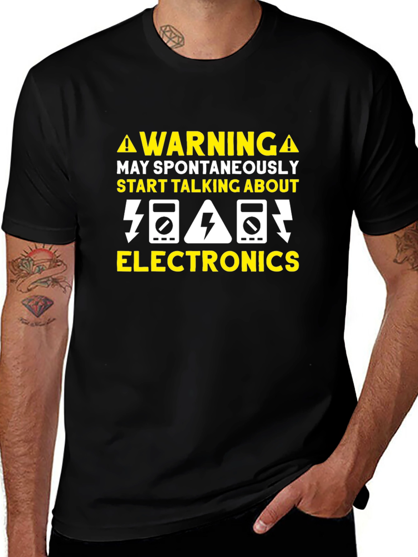 Variant 10 of Warning Electronics T-Shirt - Funny Geek Tee