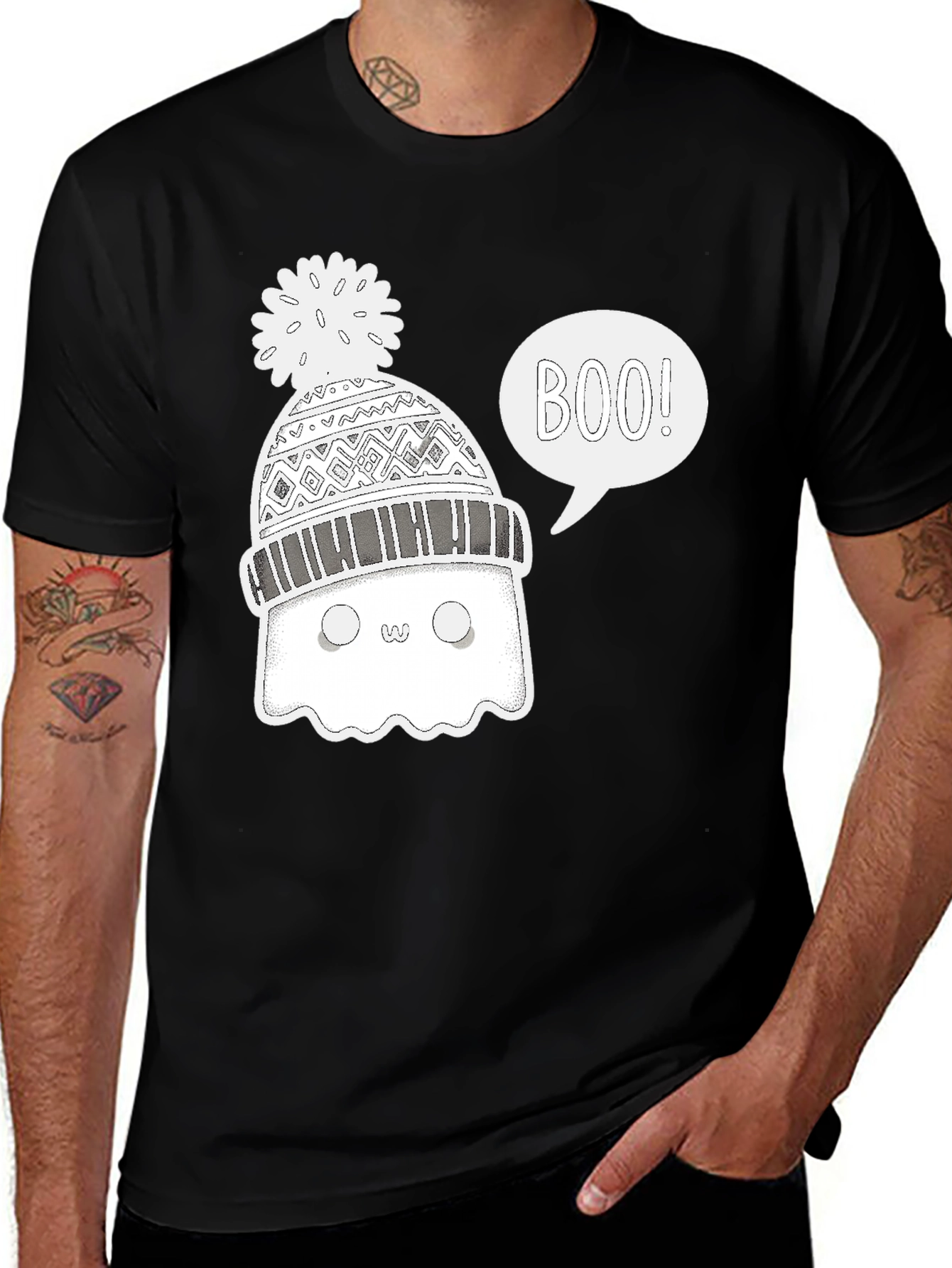 Variant 9 of Boo Ghost Winter Hat T-Shirt