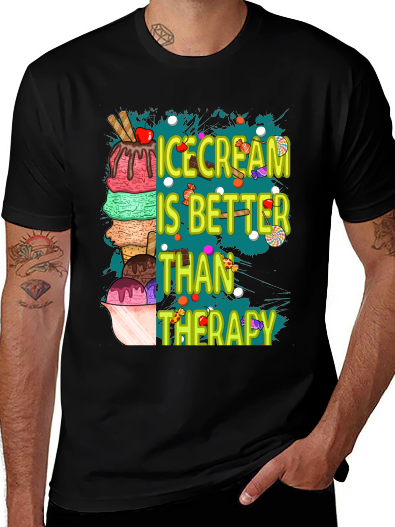 Variant 4 of Ice Cream Therapy T-Shirt - Sweet Treat Humor Tee
