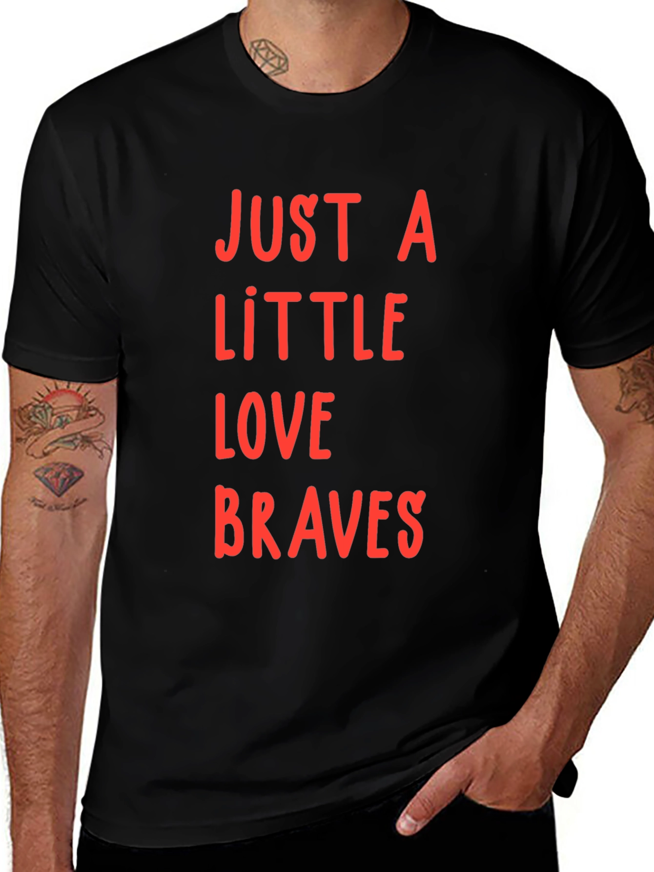Just A Little Love Braves Black T-Shirt