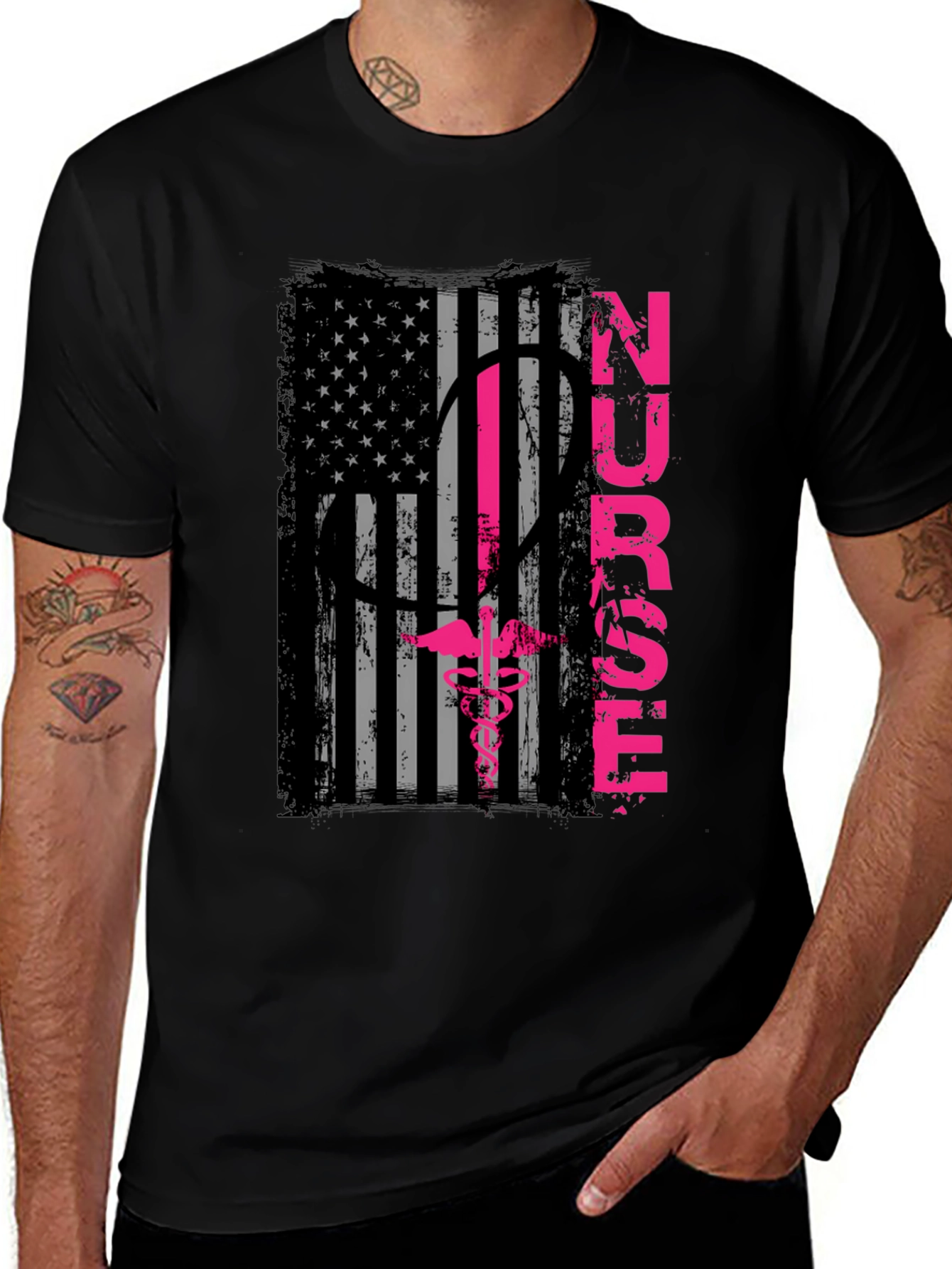 Variant 7 of Nurse American Flag Graphic T-Shirt