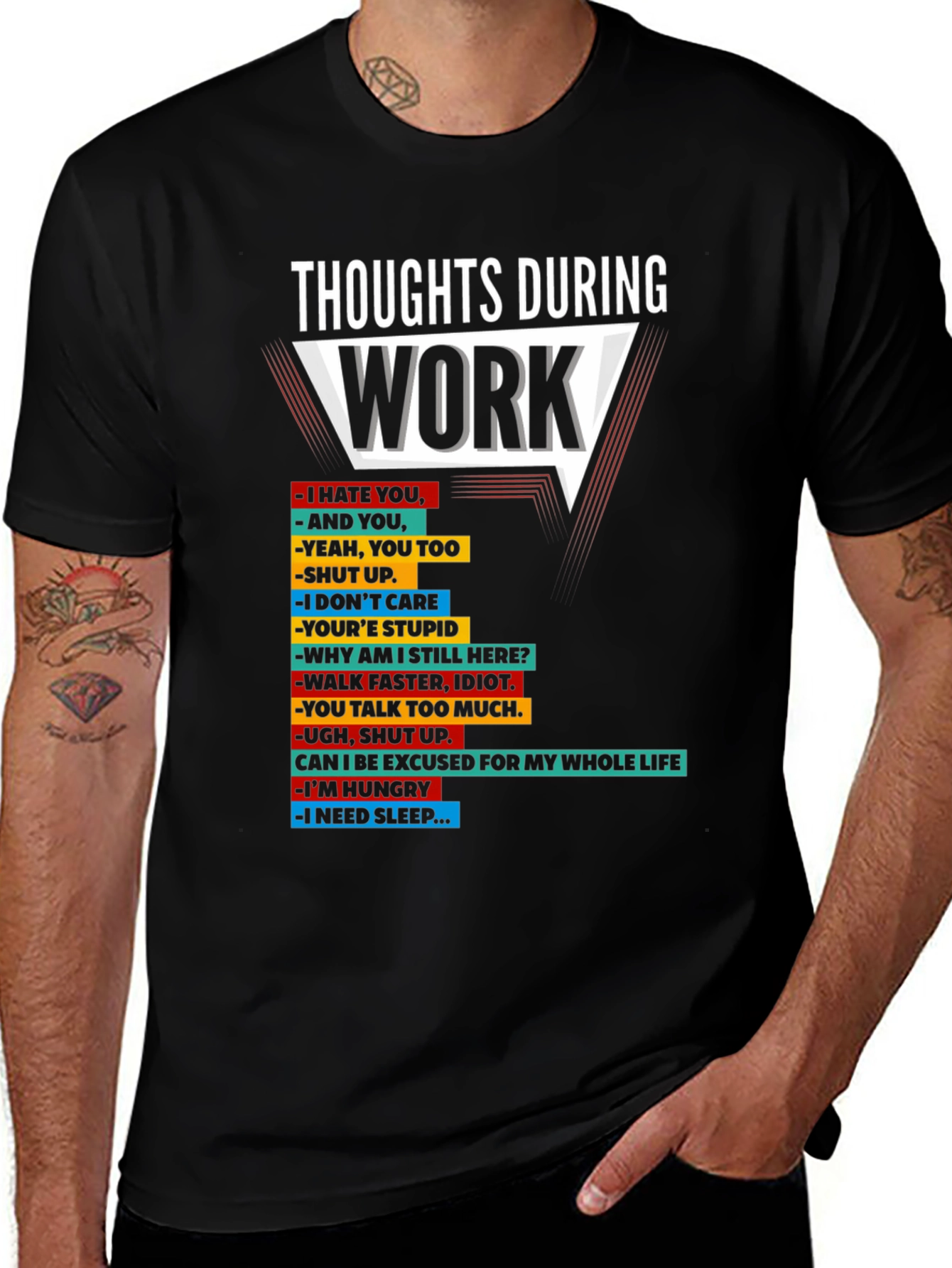 Variant 3 of Thoughts During Work T-Shirt Funny Sarcastic Tee