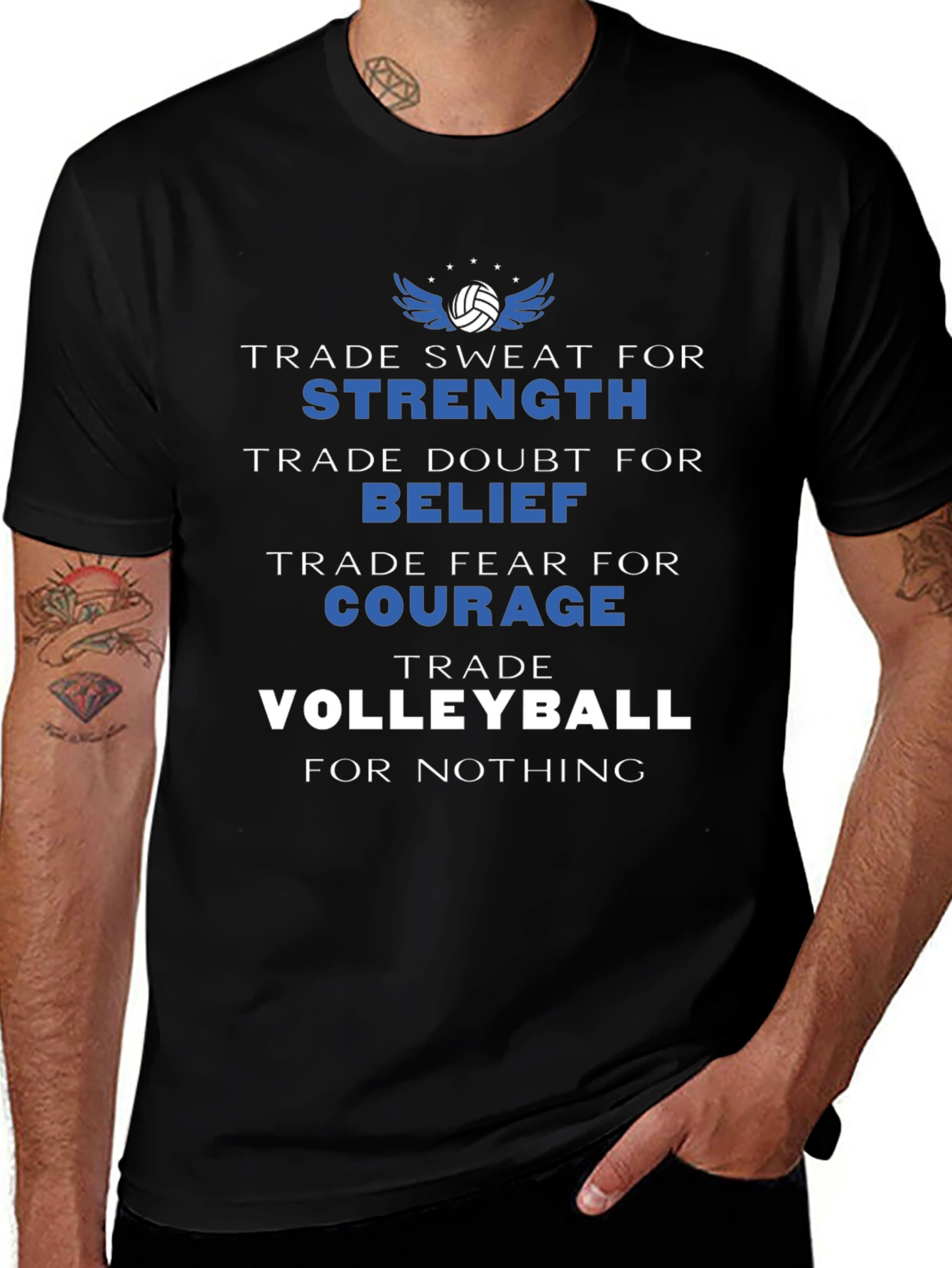 Variant 11 of Volleyball Motivation T-Shirt: Strength, Belief, Courage