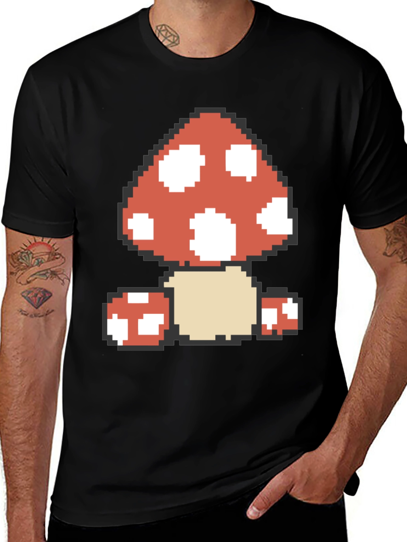 Variant 4 of Pixelated Mushroom Graphic Tee - Retro Gaming Style