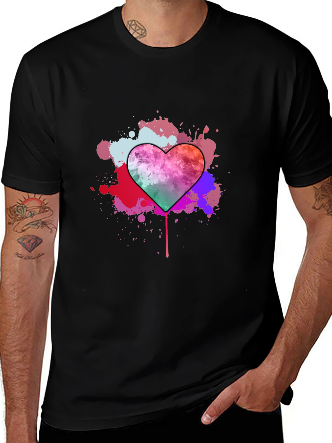 Variant 19 of Watercolor Heart Splatter T-Shirt - Modern Art Tee