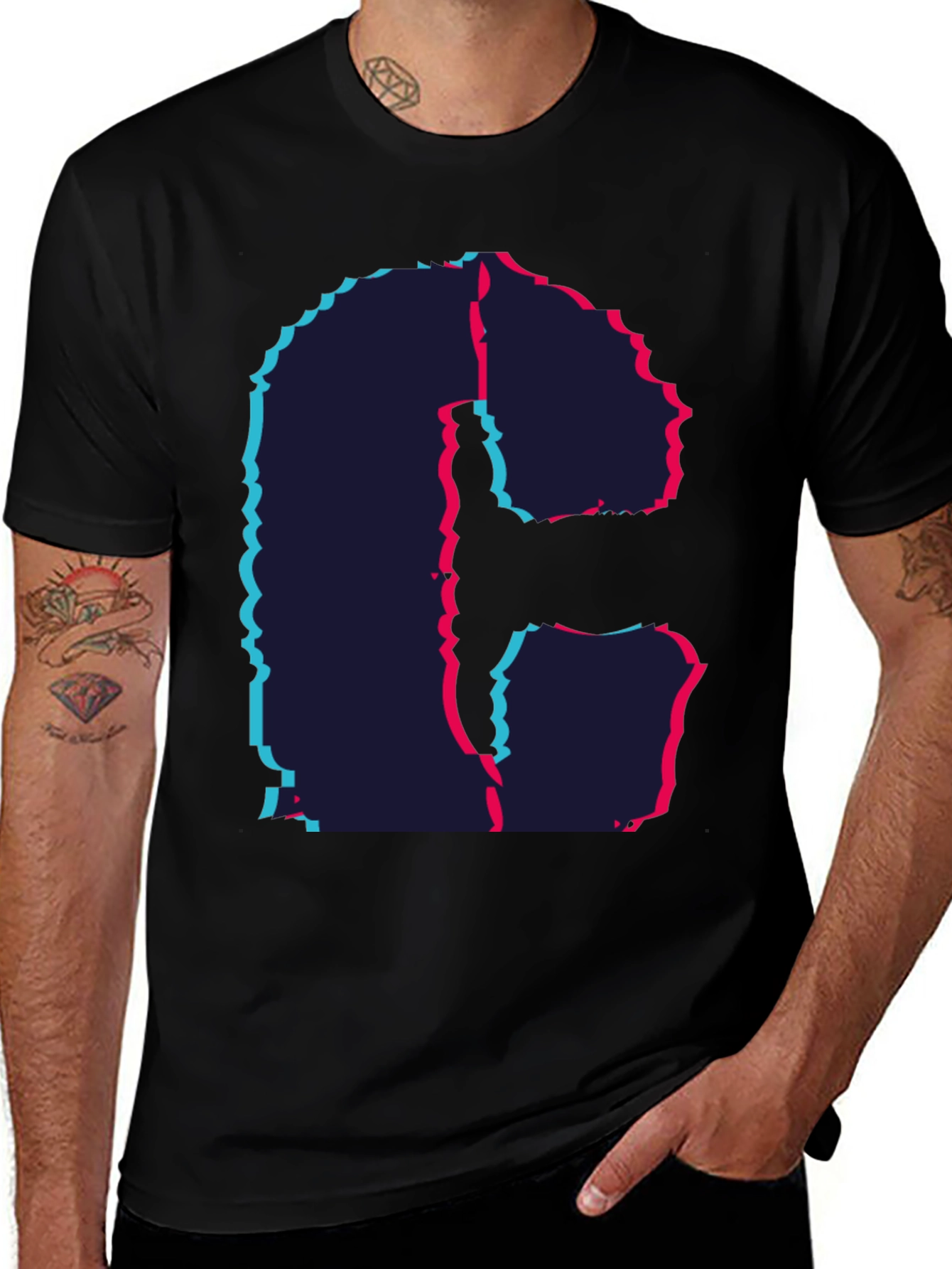 Variant 23 of Glitch Letter T-Shirt - Modern Graphic Tee