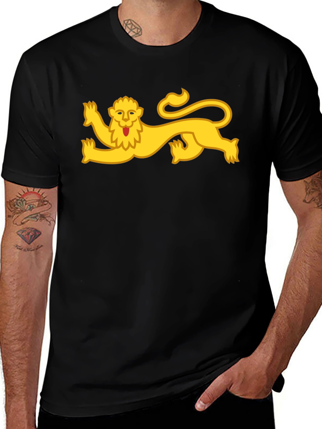 Variant 21 of Black T-Shirt with Yellow Lion Design