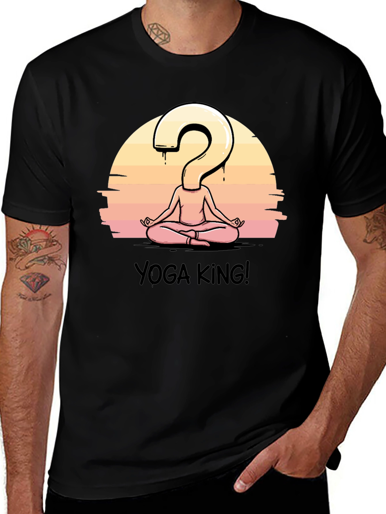 Variant 3 of Yoga King Graphic Tee - Question Mark Meditating Design