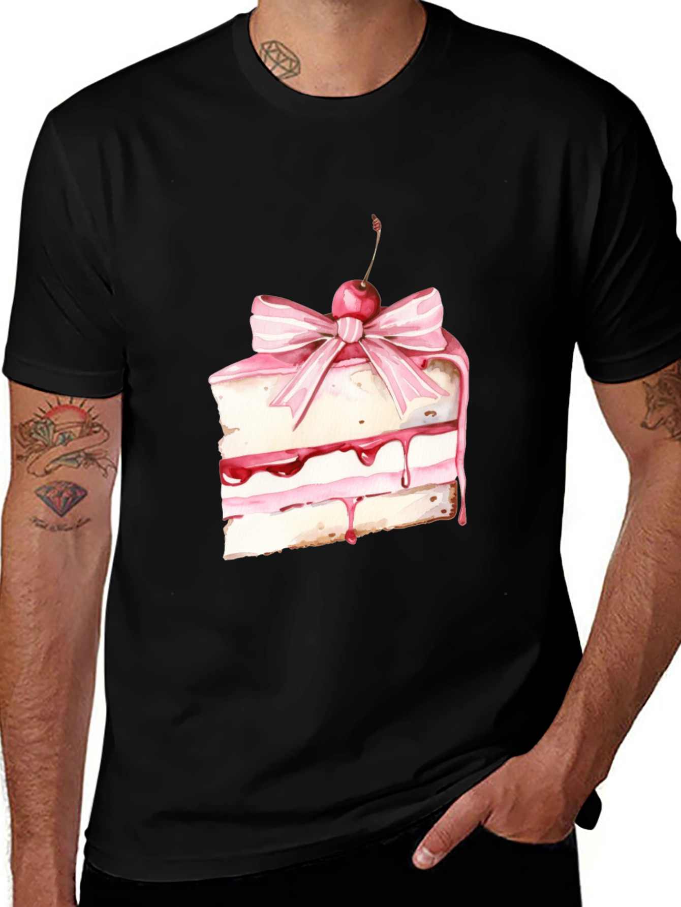 Variant 4 of Sweet Treat Tee: Cake Slice Graphic Black T-Shirt