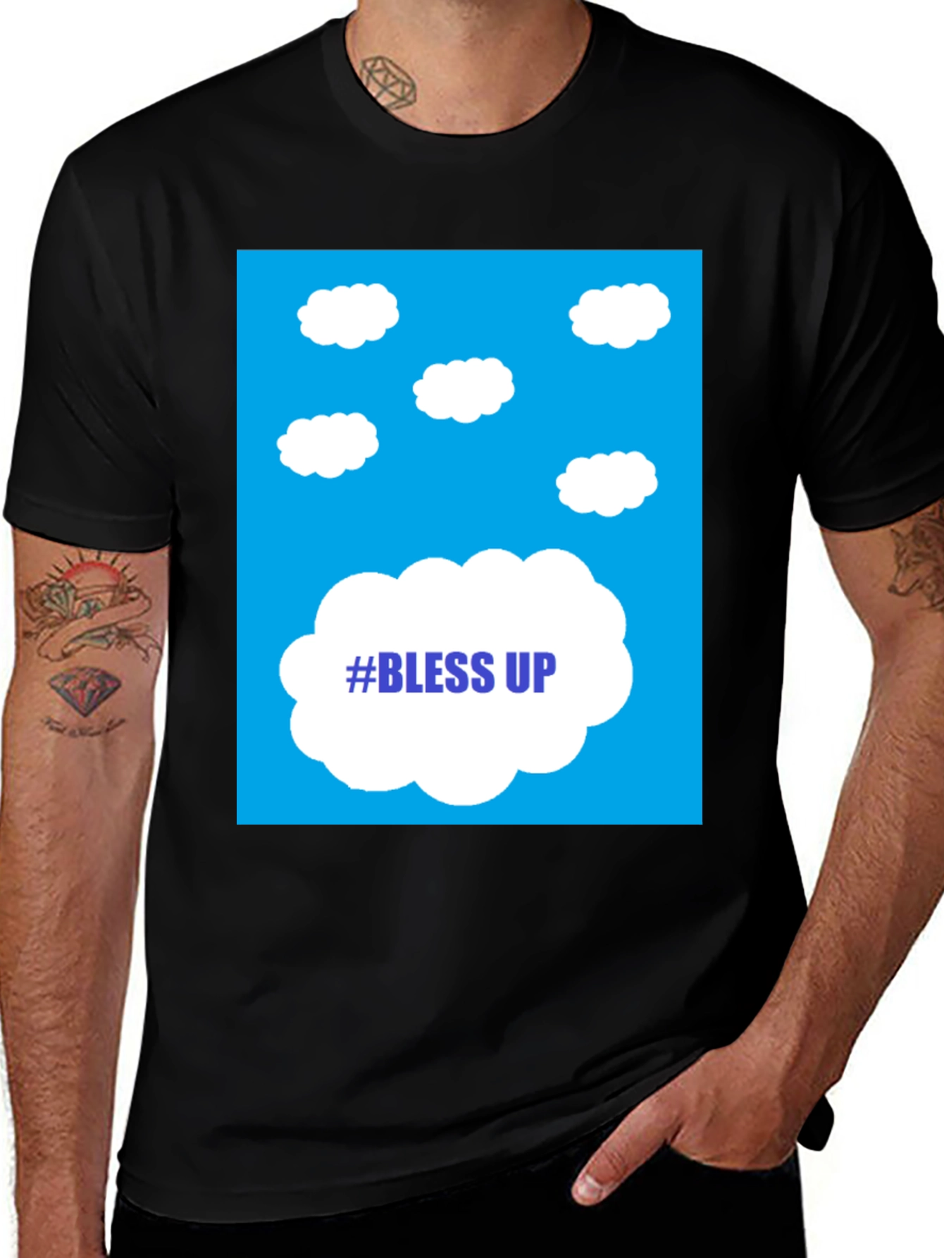 Variant 19 of Bless Up Graphic T-Shirt - Trendy Cloud Design
