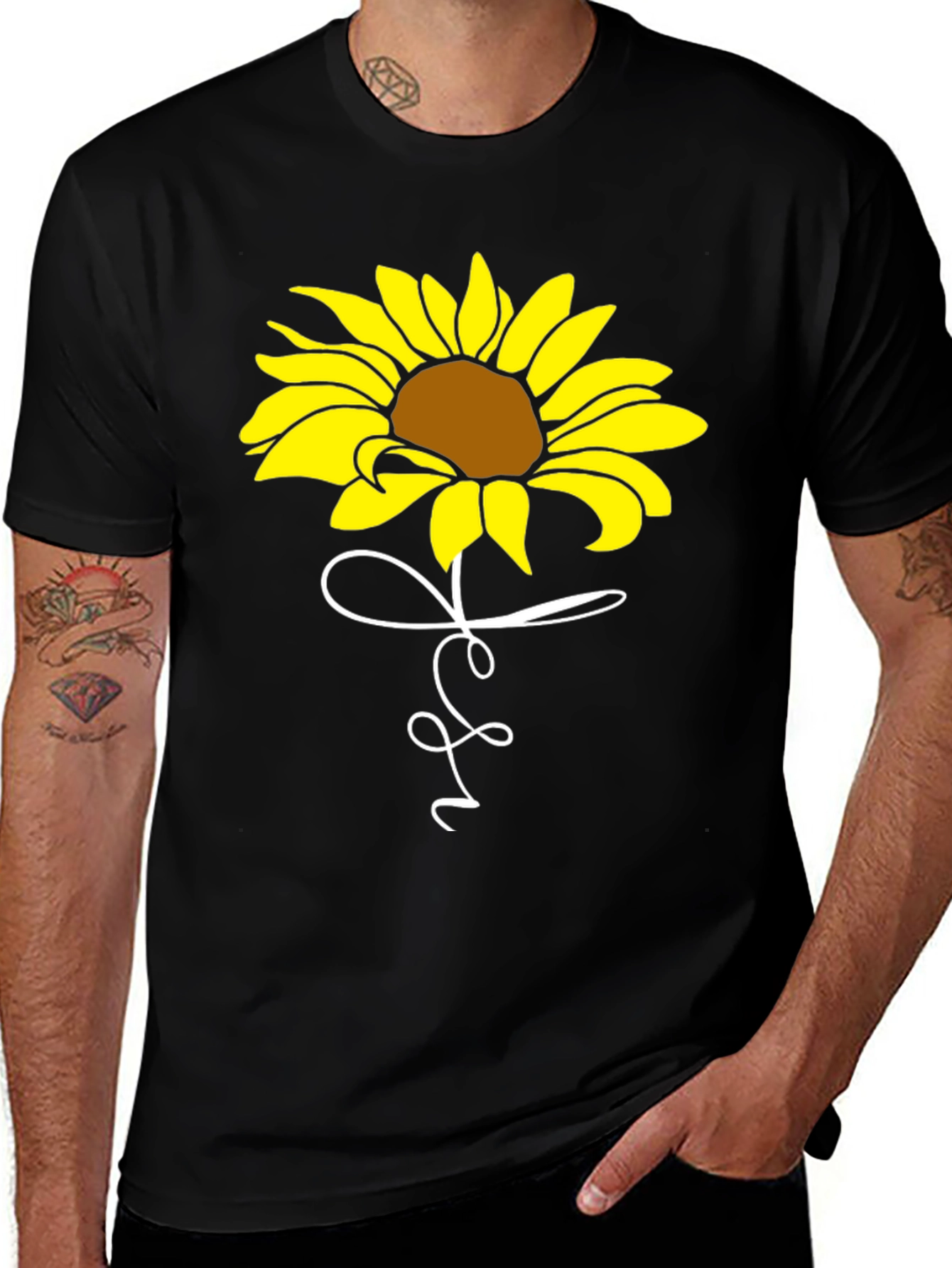 Variant 13 of Sunflower Graphic Black T-Shirt