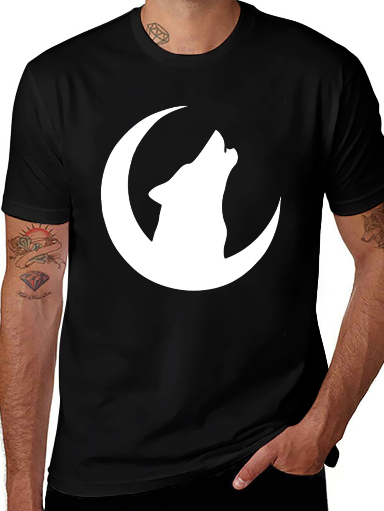 Variant 4 of Wolf Moon Graphic Tee - Black