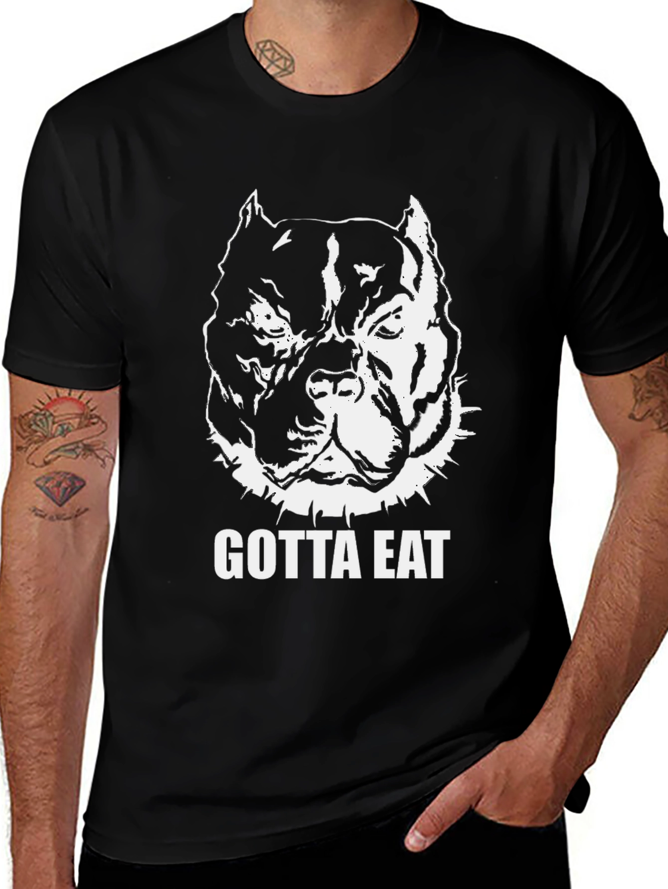 Variant 11 of Gotta Eat Pitbull Graphic T-Shirt - Black