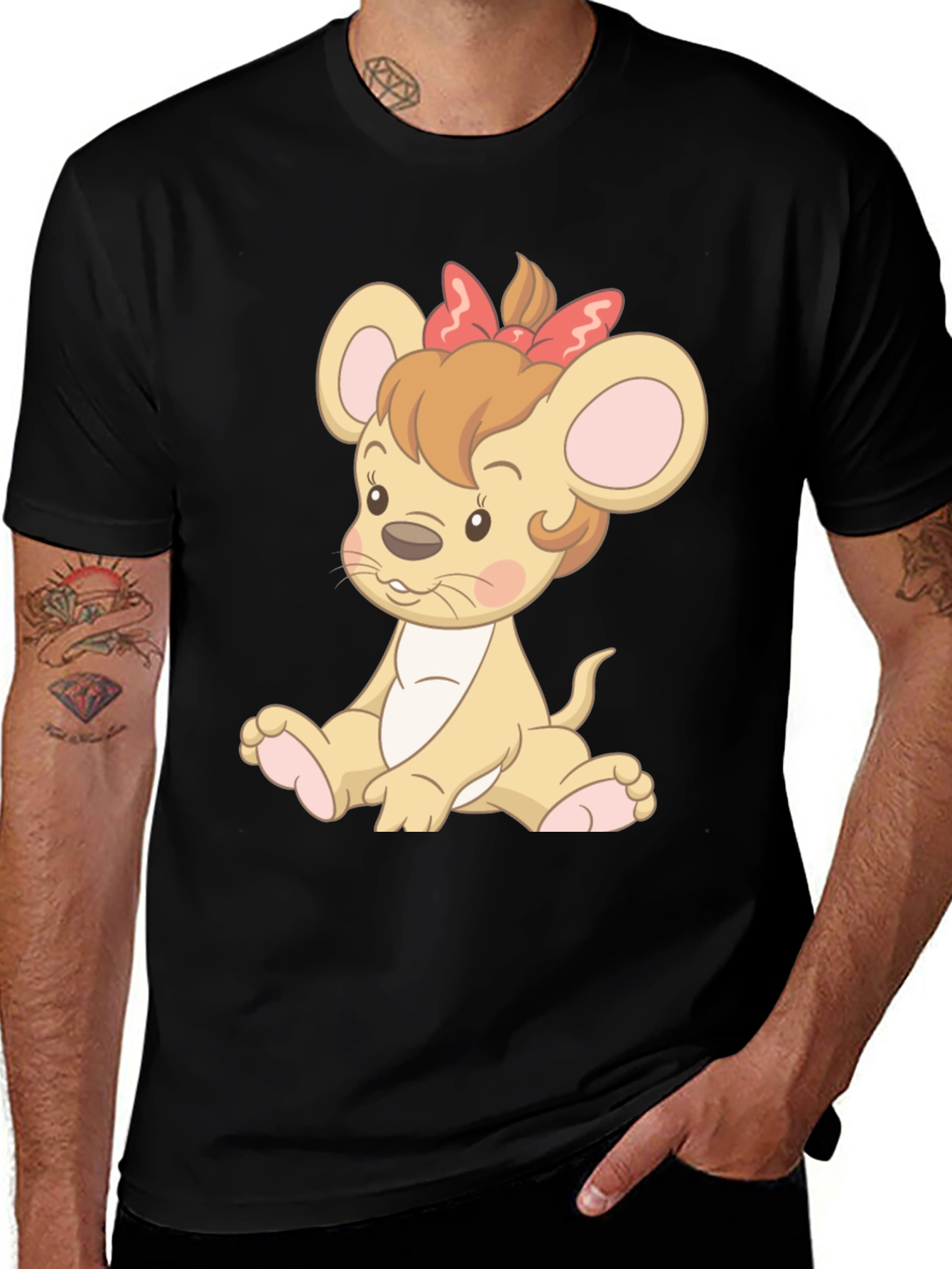 Variant 4 of Cute Cartoon Mouse T-Shirt - Unisex Black Tee