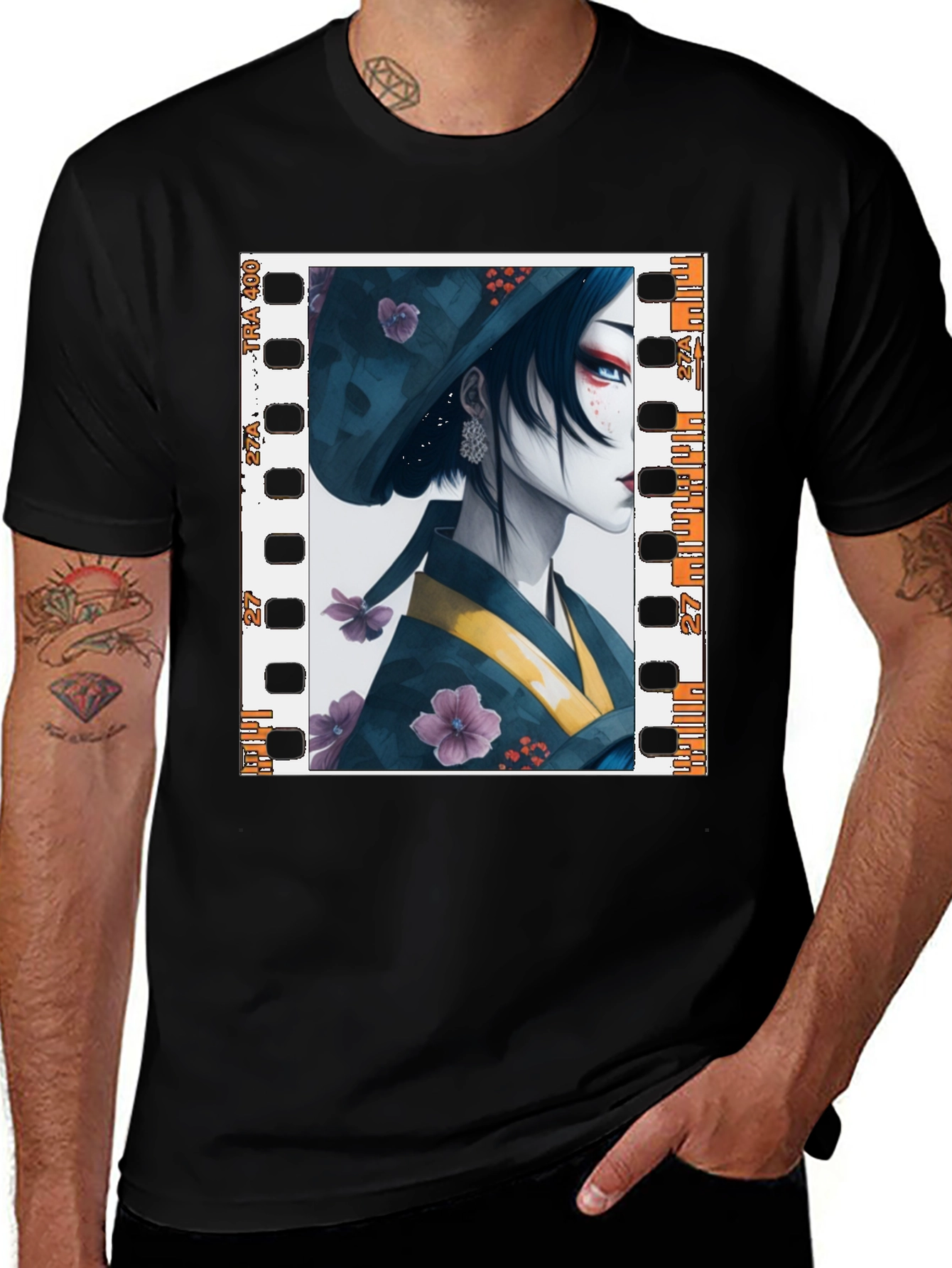 Variant 28 of Geisha Film Strip Graphic Tee - Unisex Black T-Shirt
