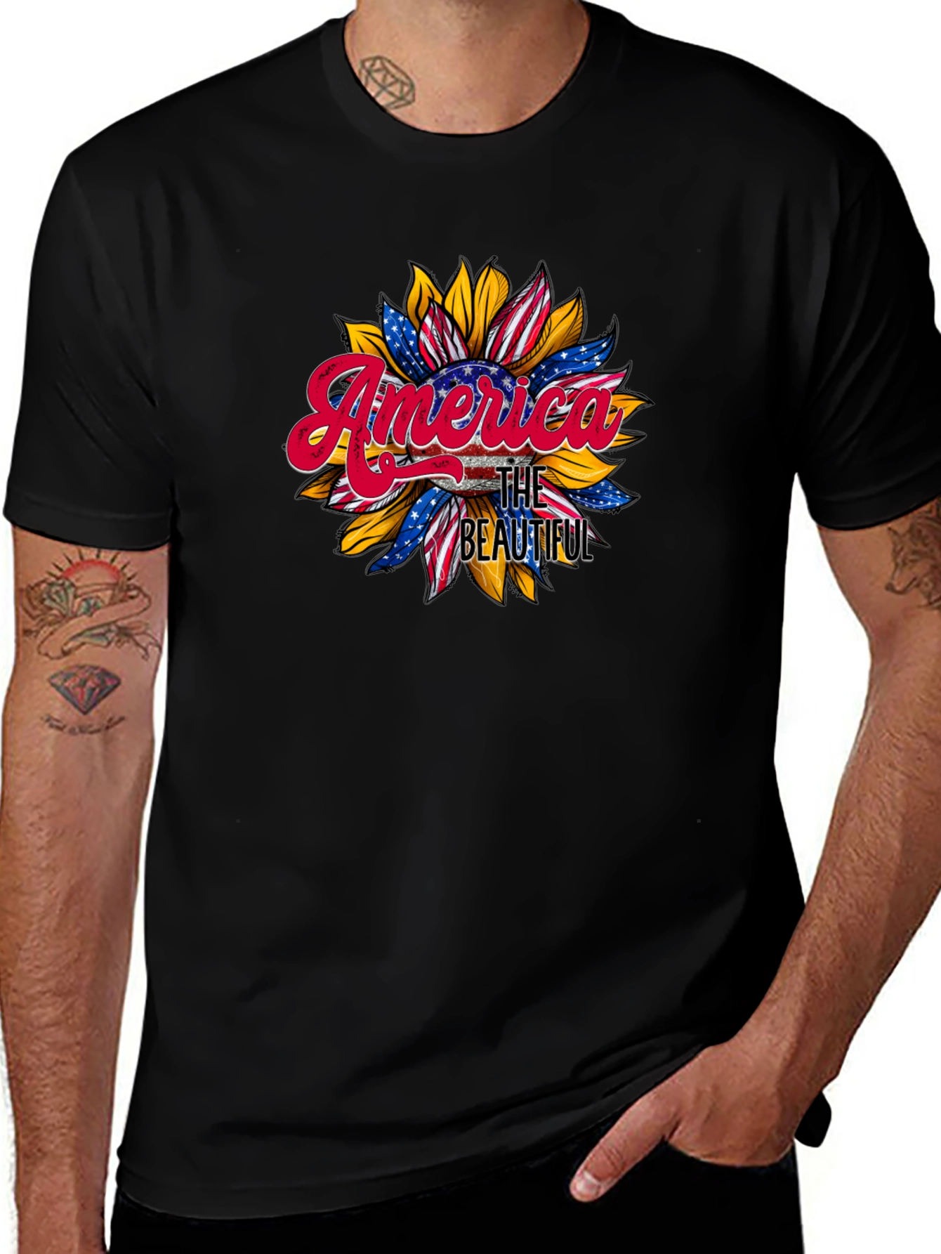 America The Beautiful Sunflower Graphic Tee