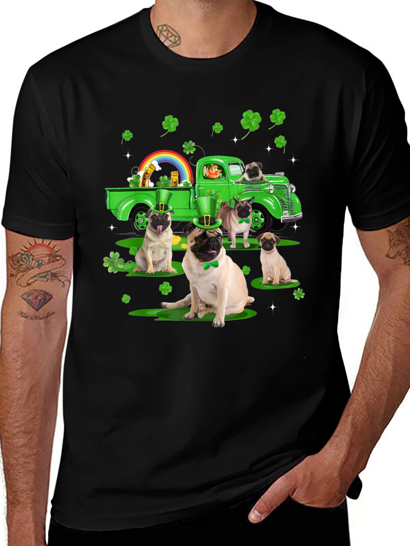 Variant 29 of St. Patrick's Day Pug Truck Tee