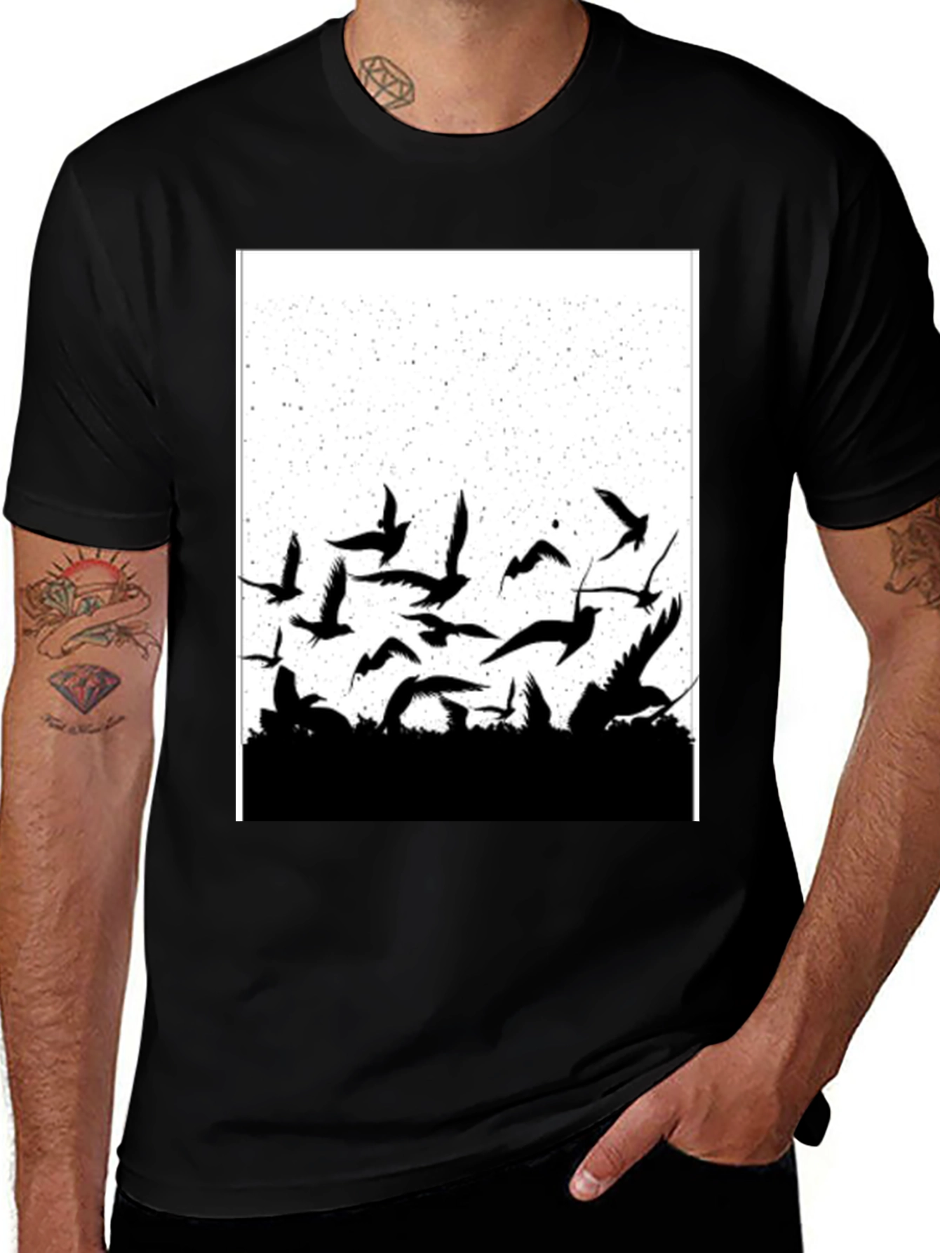 Black Bird Silhouette Graphic Tee