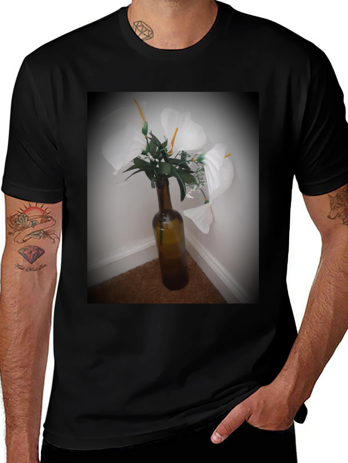 Variant 29 of Floral Vase Graphic Tee - Elegant Design