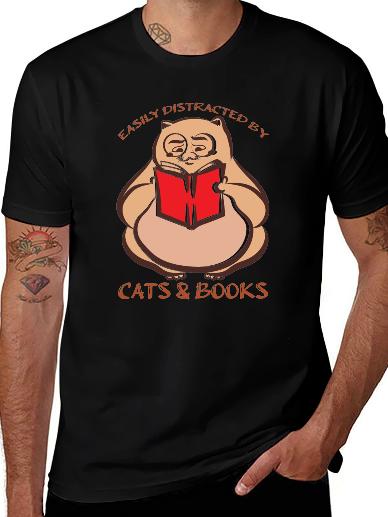 Variant 30 of Easily Distracted By Cats & Books T-Shirt