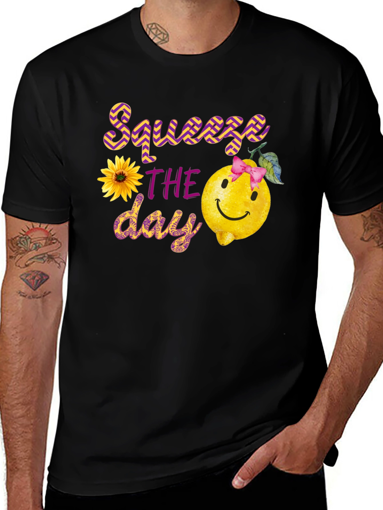 Variant 28 of Squeeze the Day Black Graphic Tee