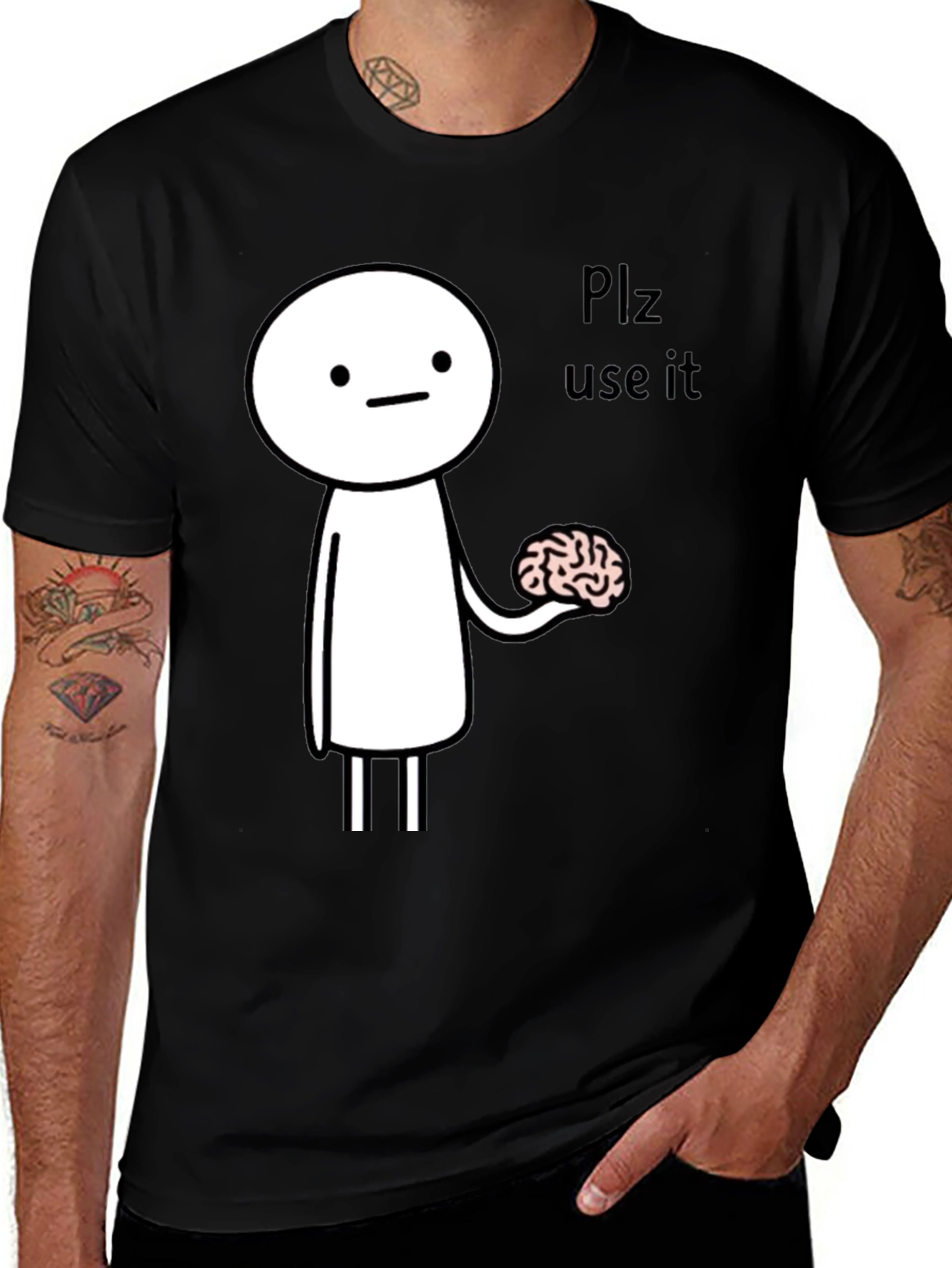 Variant 5 of Use Your Brain Funny Graphic Tee - Black