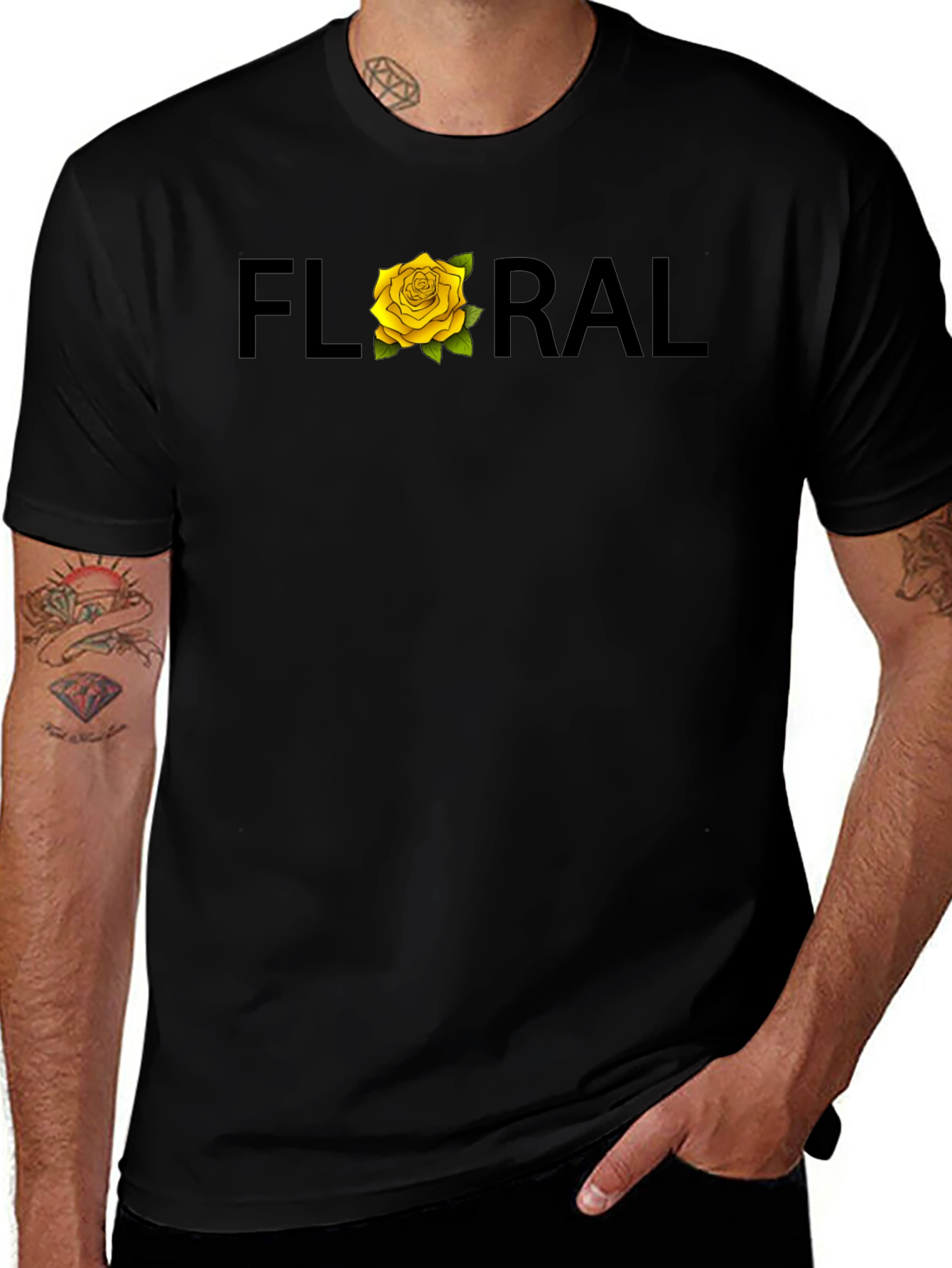 Variant 11 of Floral Graphic Tee - Rose Design