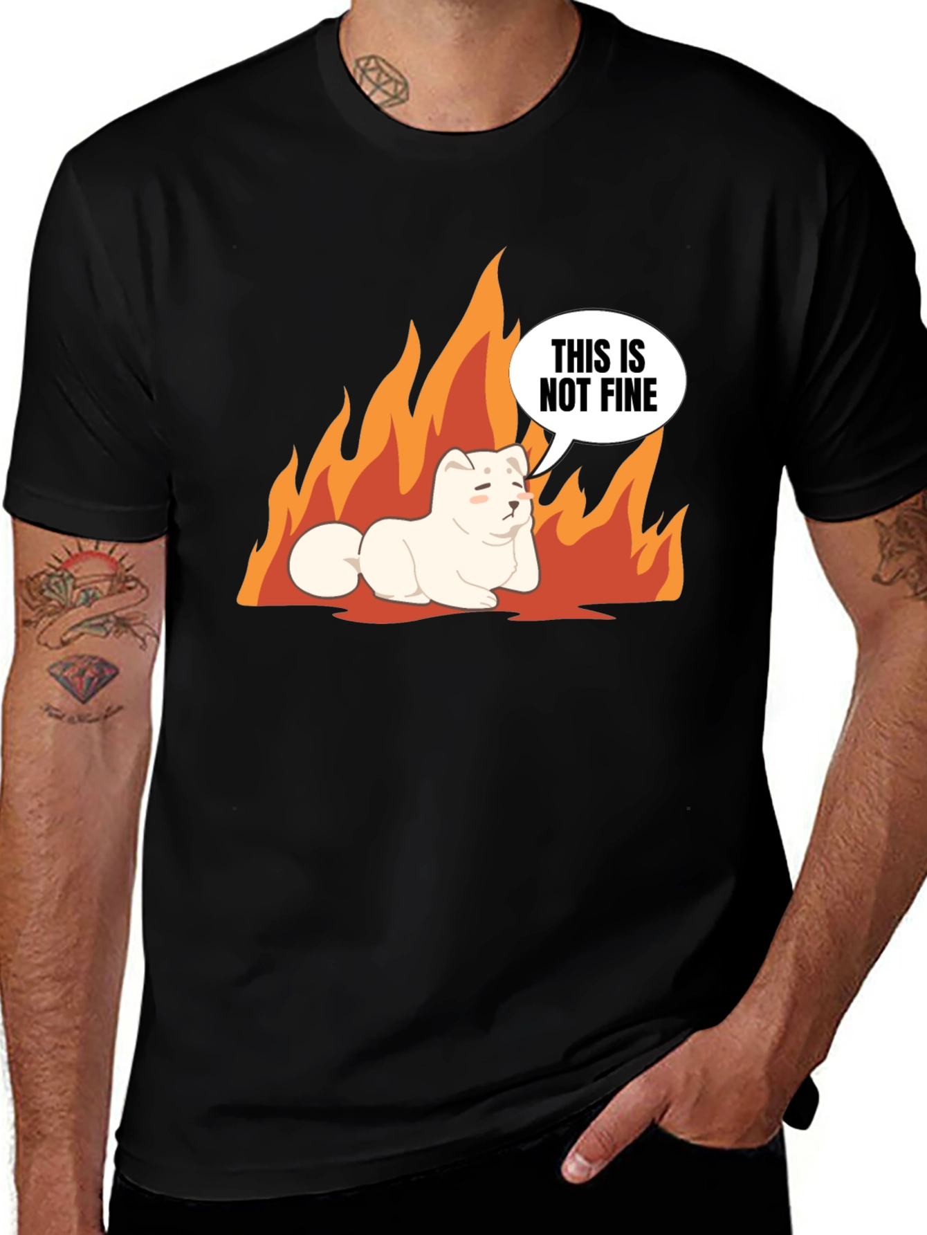 Black This Is Not Fine Dog Meme T-Shirt main image