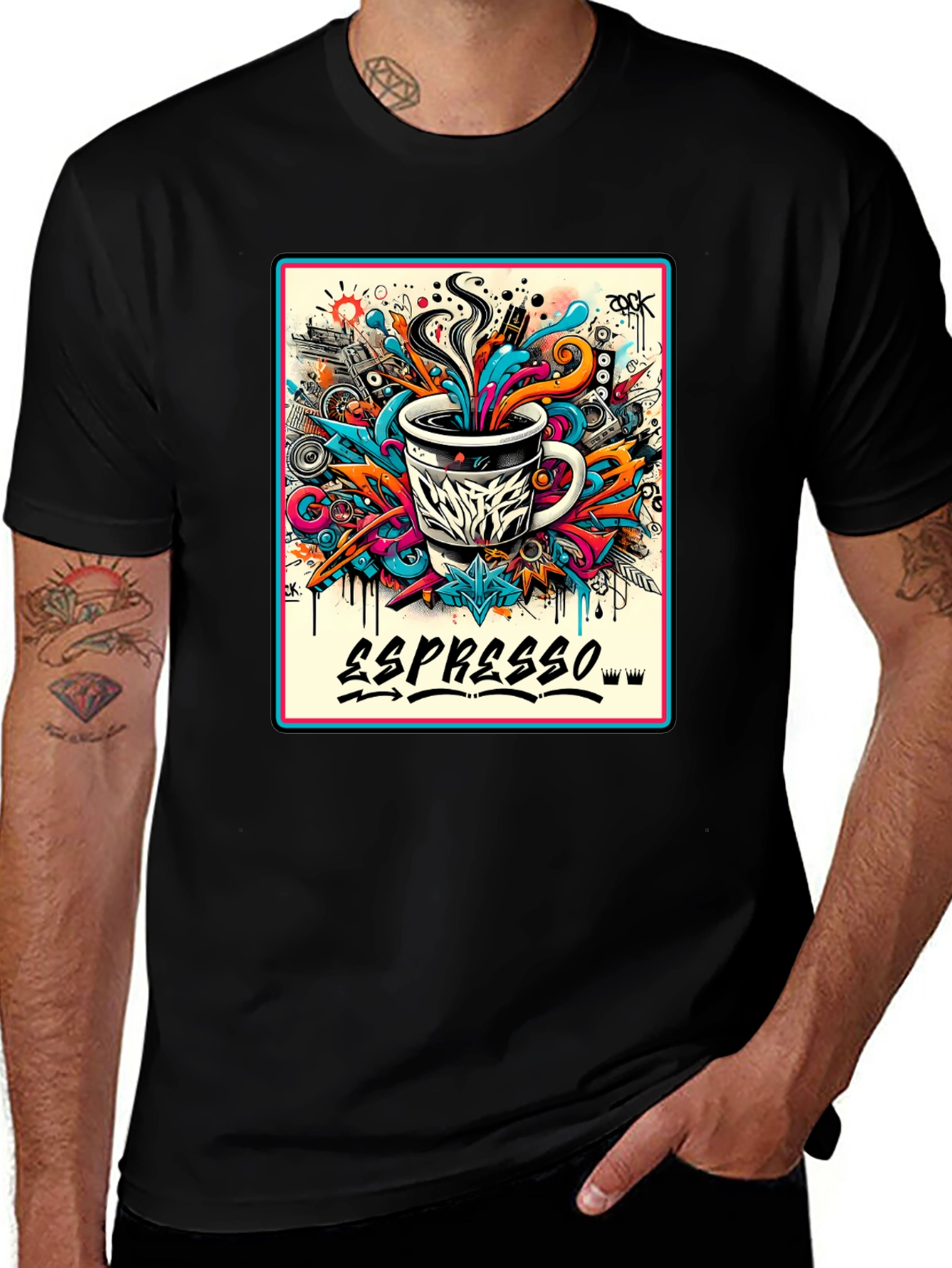 Espresso Art Graphic T-Shirt - Cool Design