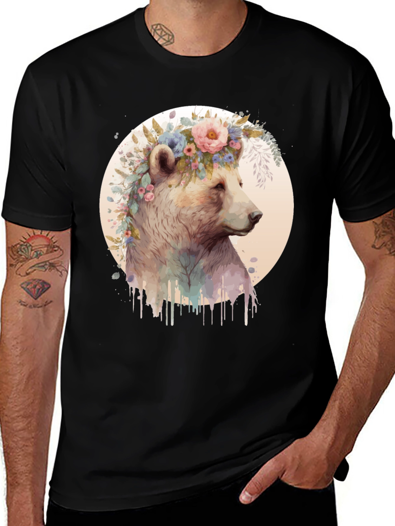 Variant 29 of Floral Bear Tee - Artistic Graphic T-Shirt