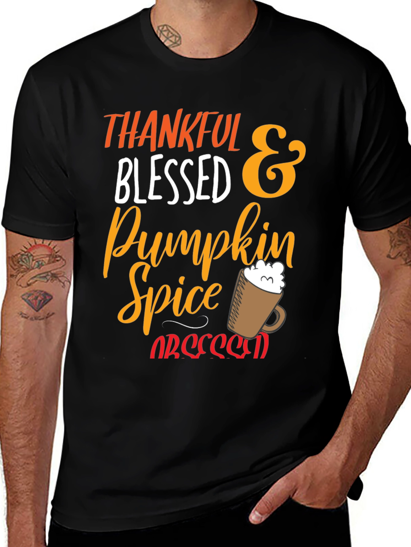 Variant 19 of Thankful Blessed Pumpkin Spice Obsessed T-Shirt
