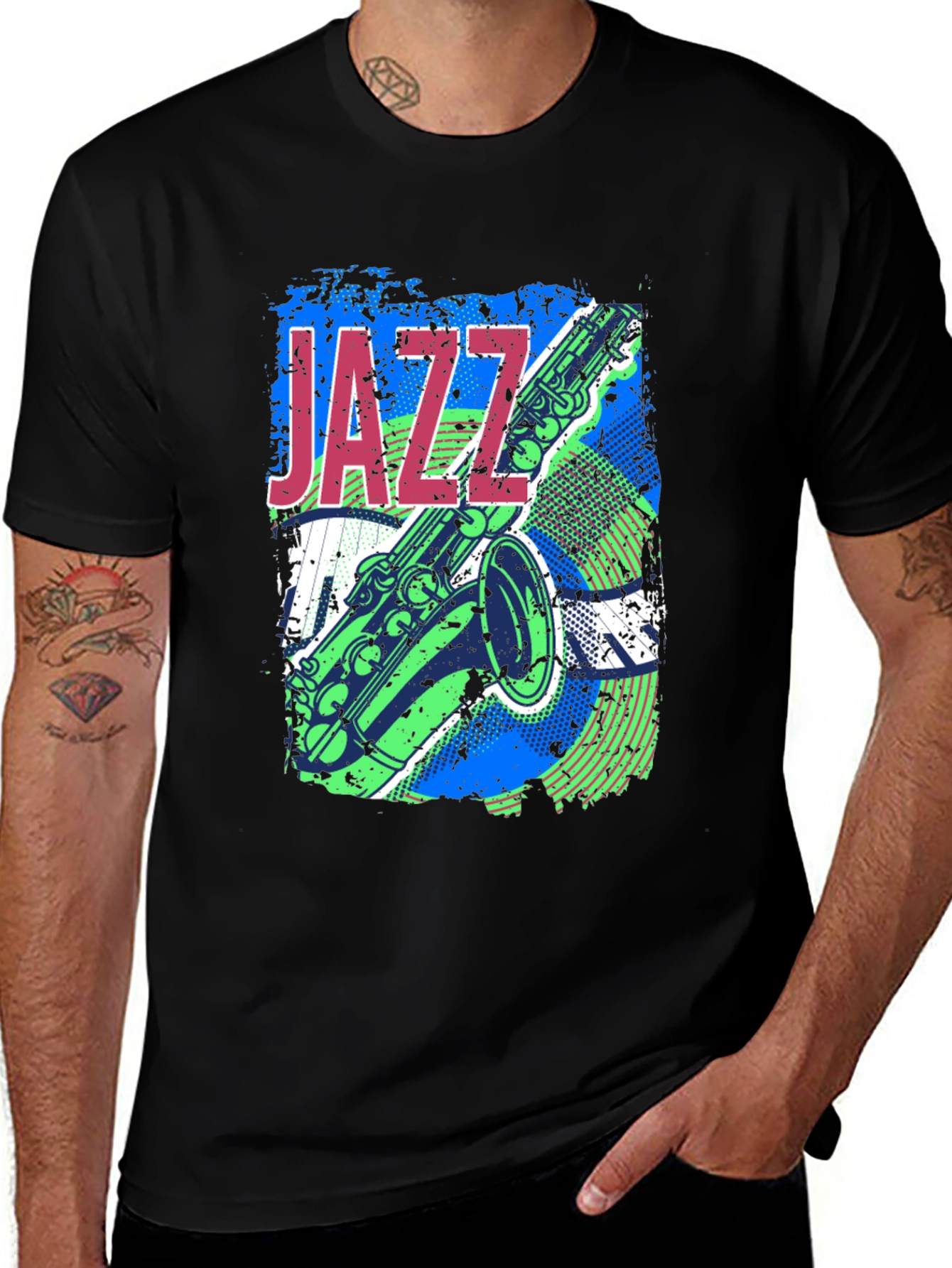 Variant 21 of Jazz Saxophone Graphic T-Shirt - Music Lover Tee