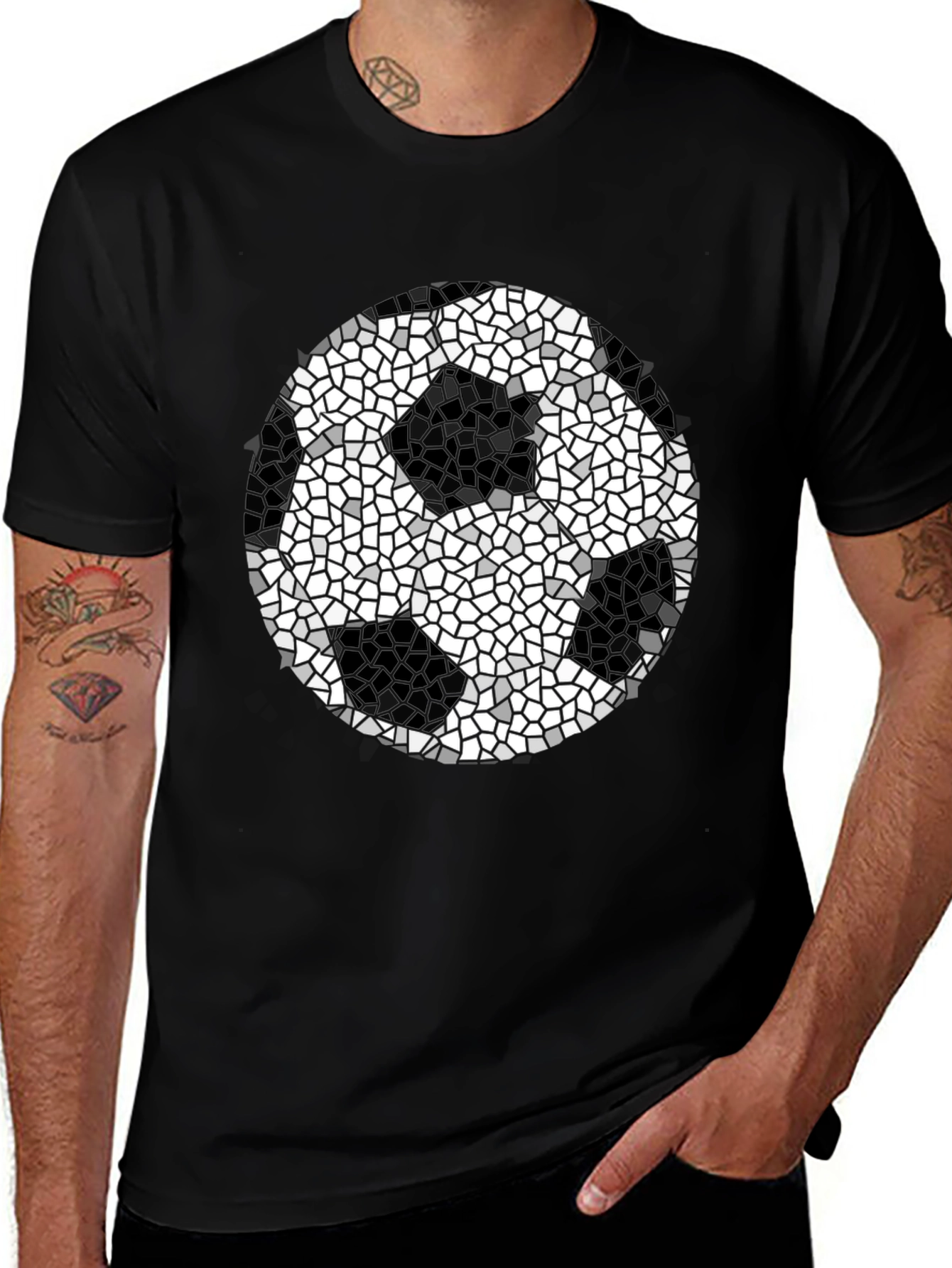 Variant 25 of Mosaic Soccer Ball Graphic Tee - Black