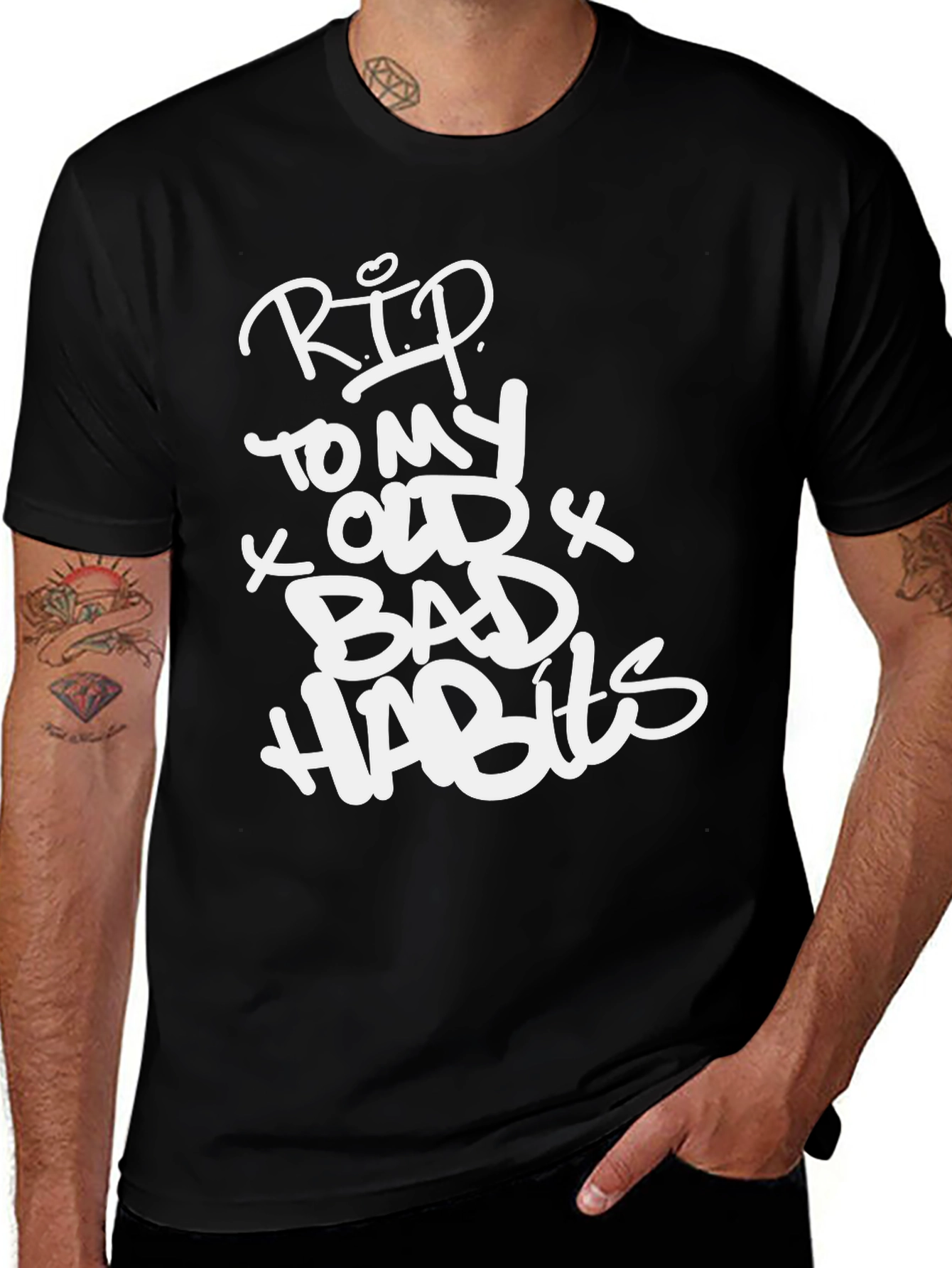 Variant 8 of RIP To My Old Bad Habits Black T-Shirt
