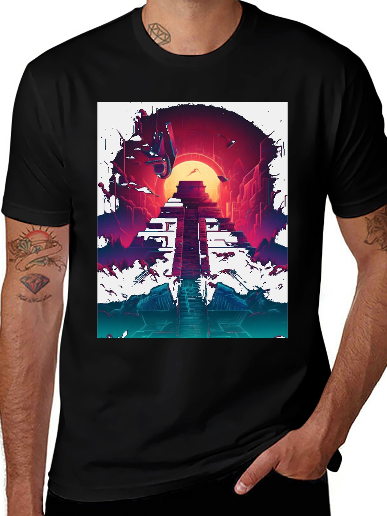 Variant 13 of Aztec Temple Graphic Print Tee