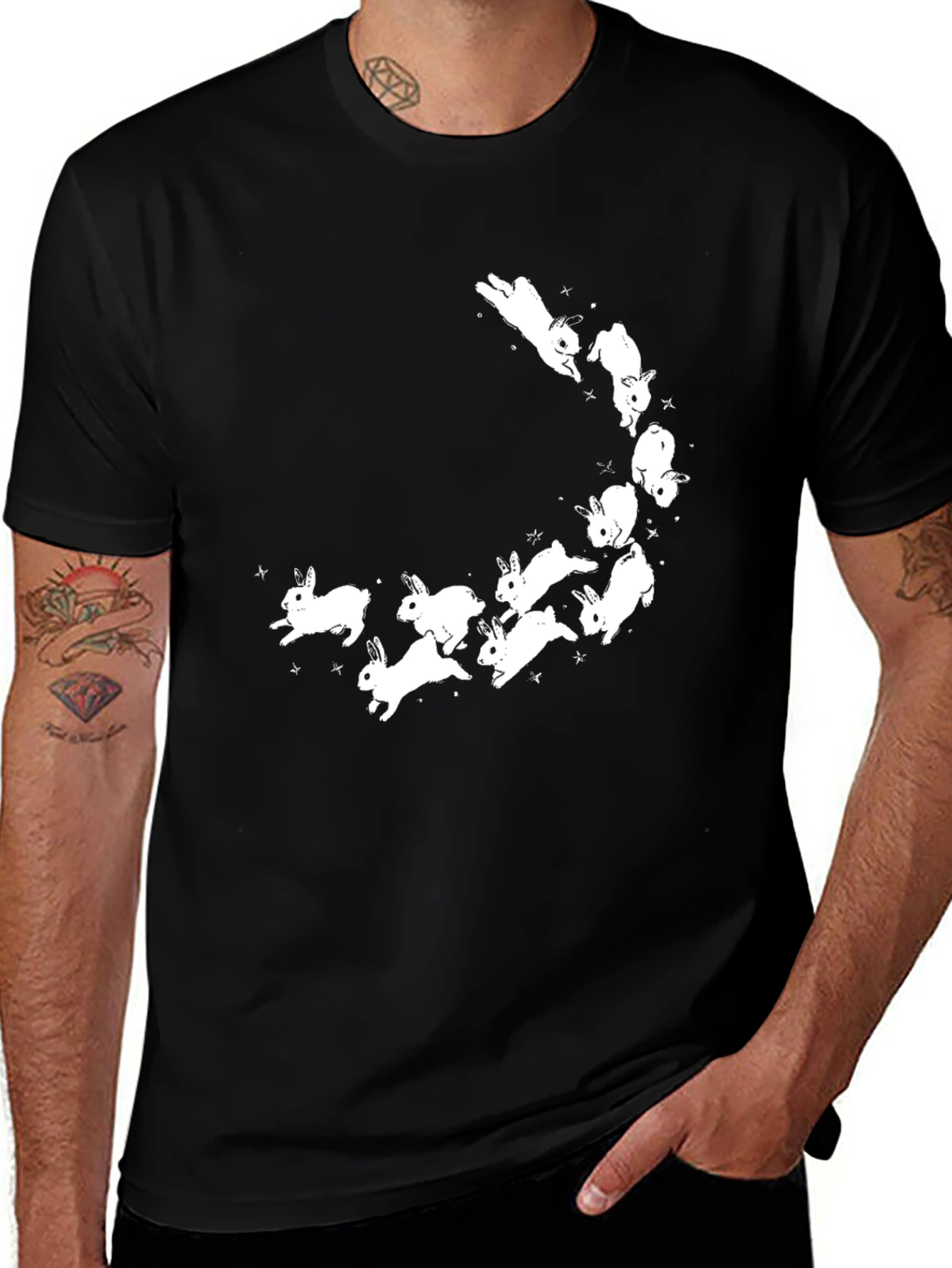 Variant 3 of Bunny Constellation Graphic Tee - Soft Black Cotton