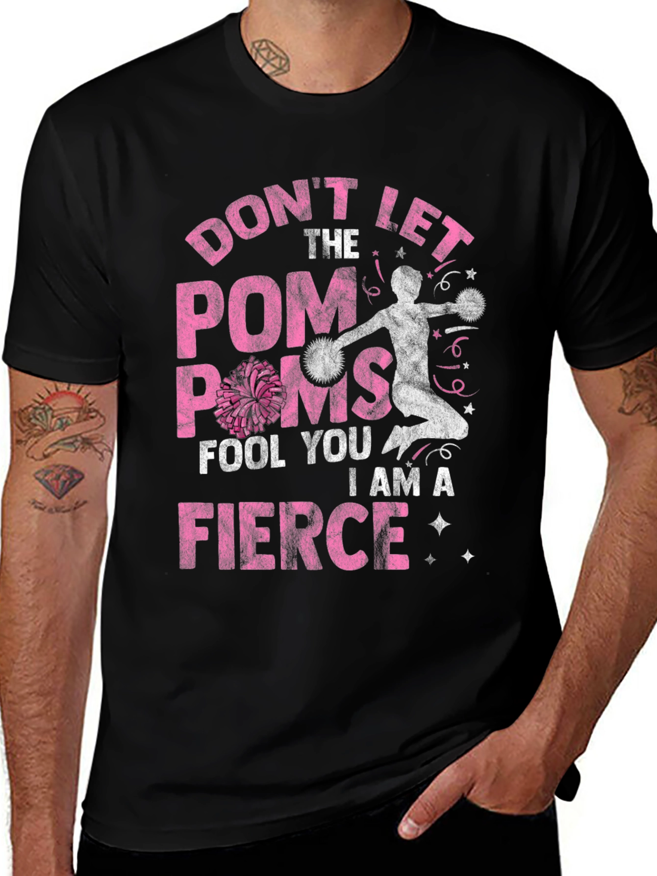 Variant 5 of Fierce Cheerleader Graphic Tee - Pom Poms T-Shirt