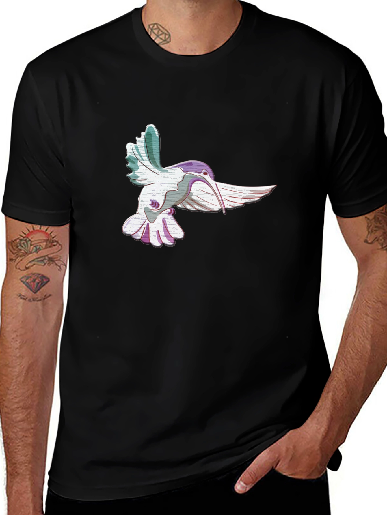 Black Hummingbird Graphic Black T-Shirt main image