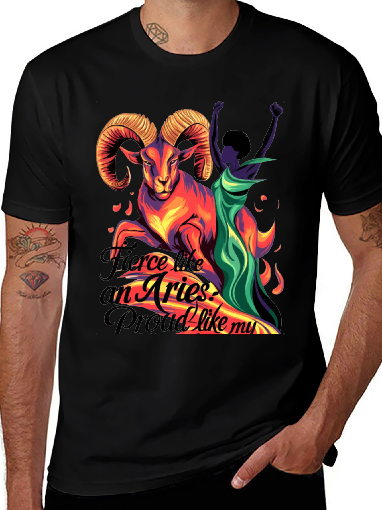 Fierce Aries Graphic T-Shirt - Zodiac Pride Tee