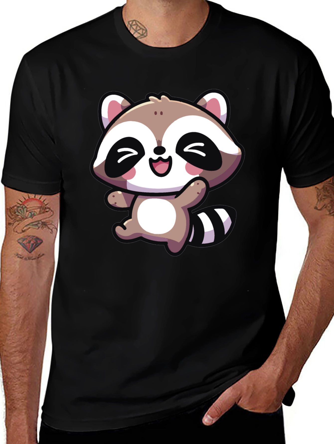 Variant 28 of Cute Raccoon Graphic Tee - Fun & Stylish!