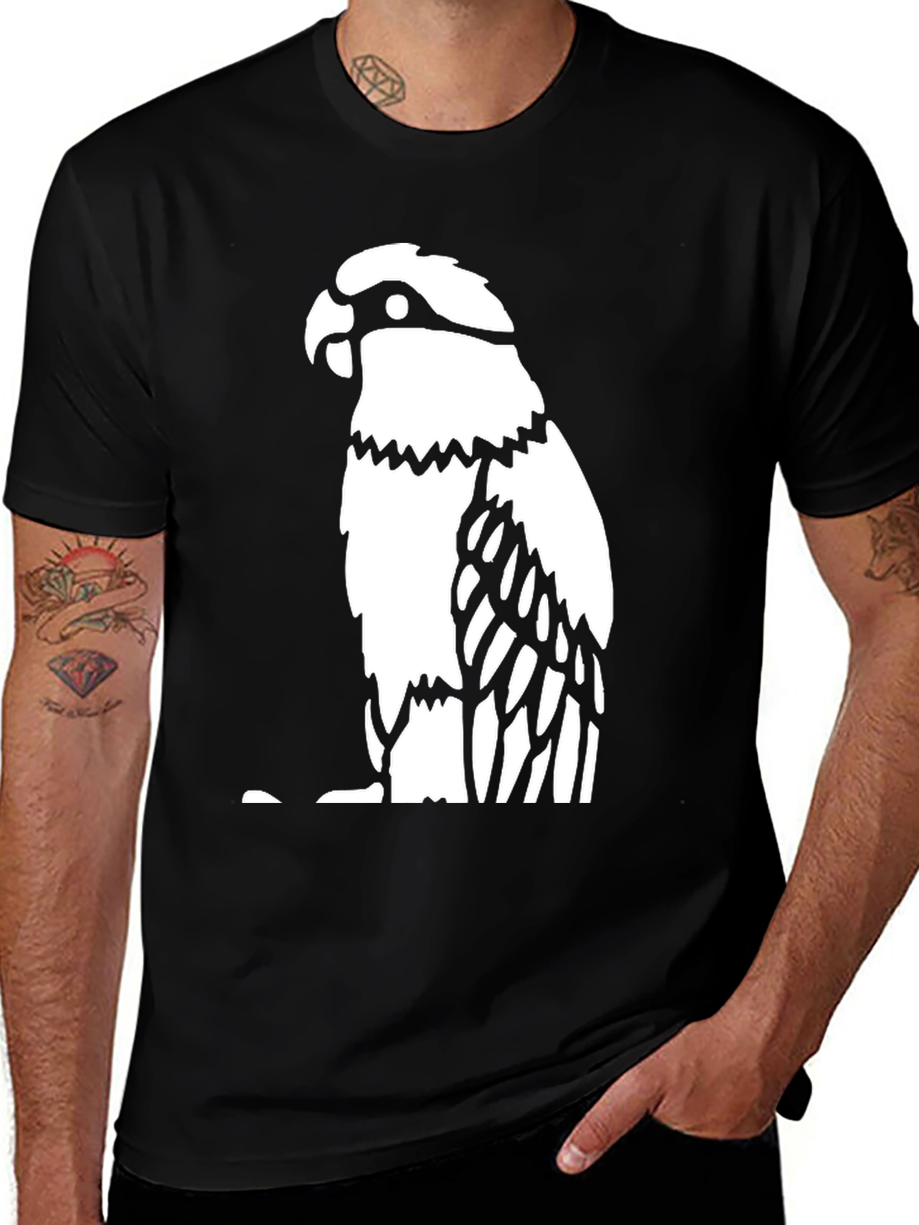 Variant 24 of Bold Eagle Graphic Tee - Black Cotton Blend