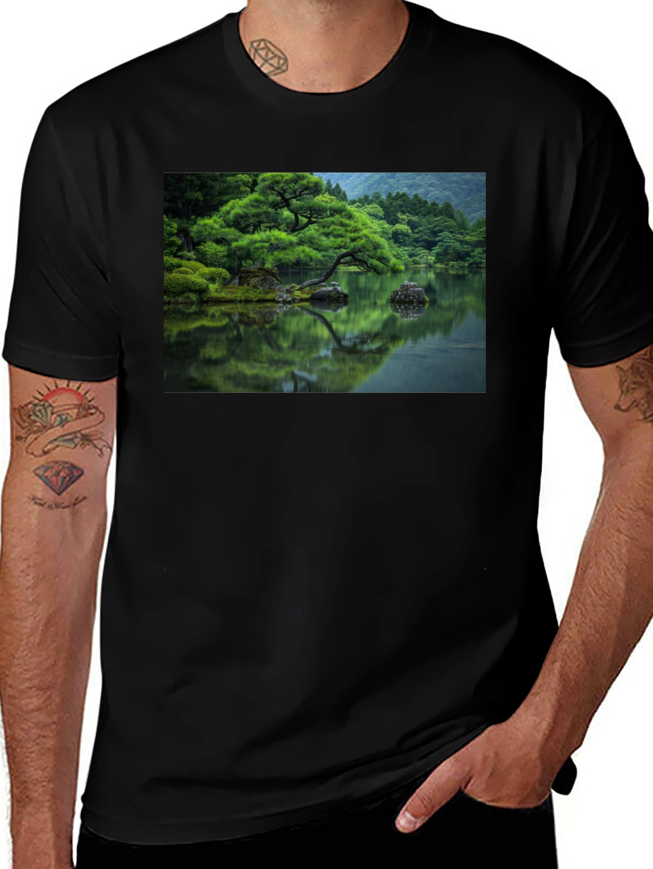 Variant 8 of Nature Reflection Graphic Tee - Black