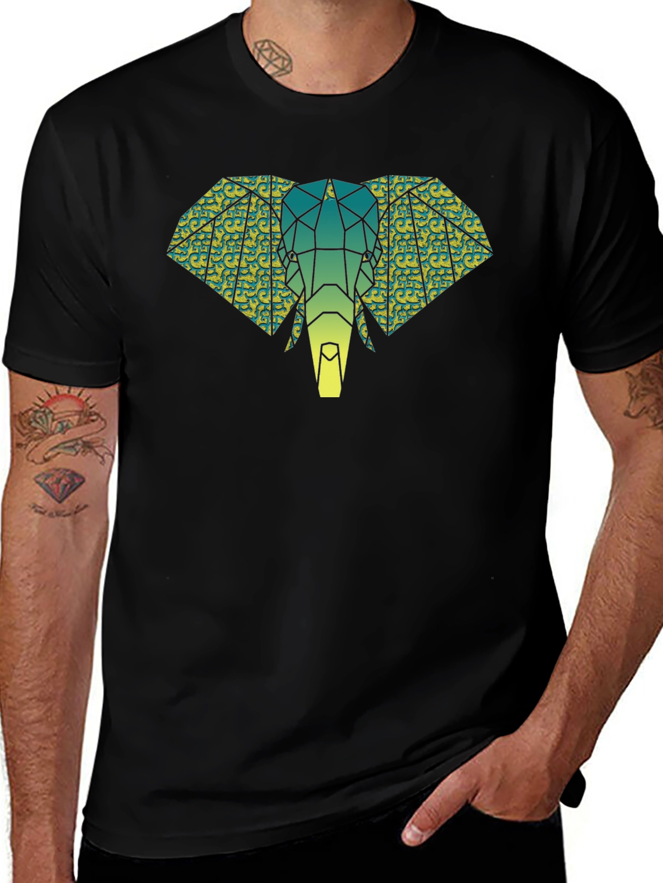 Variant 2 of Geometric Elephant Graphic Tee - Modern Animal Print
