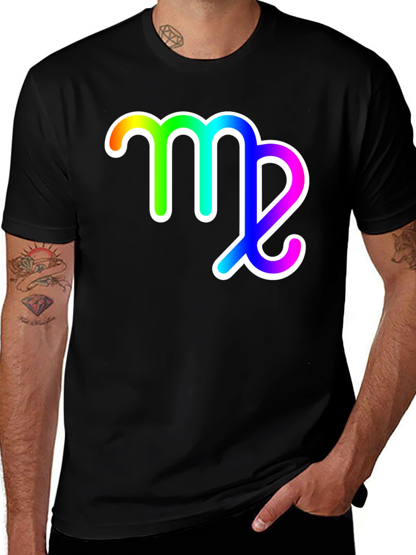 Variant 12 of Rainbow Virgo Zodiac Sign Black T-Shirt