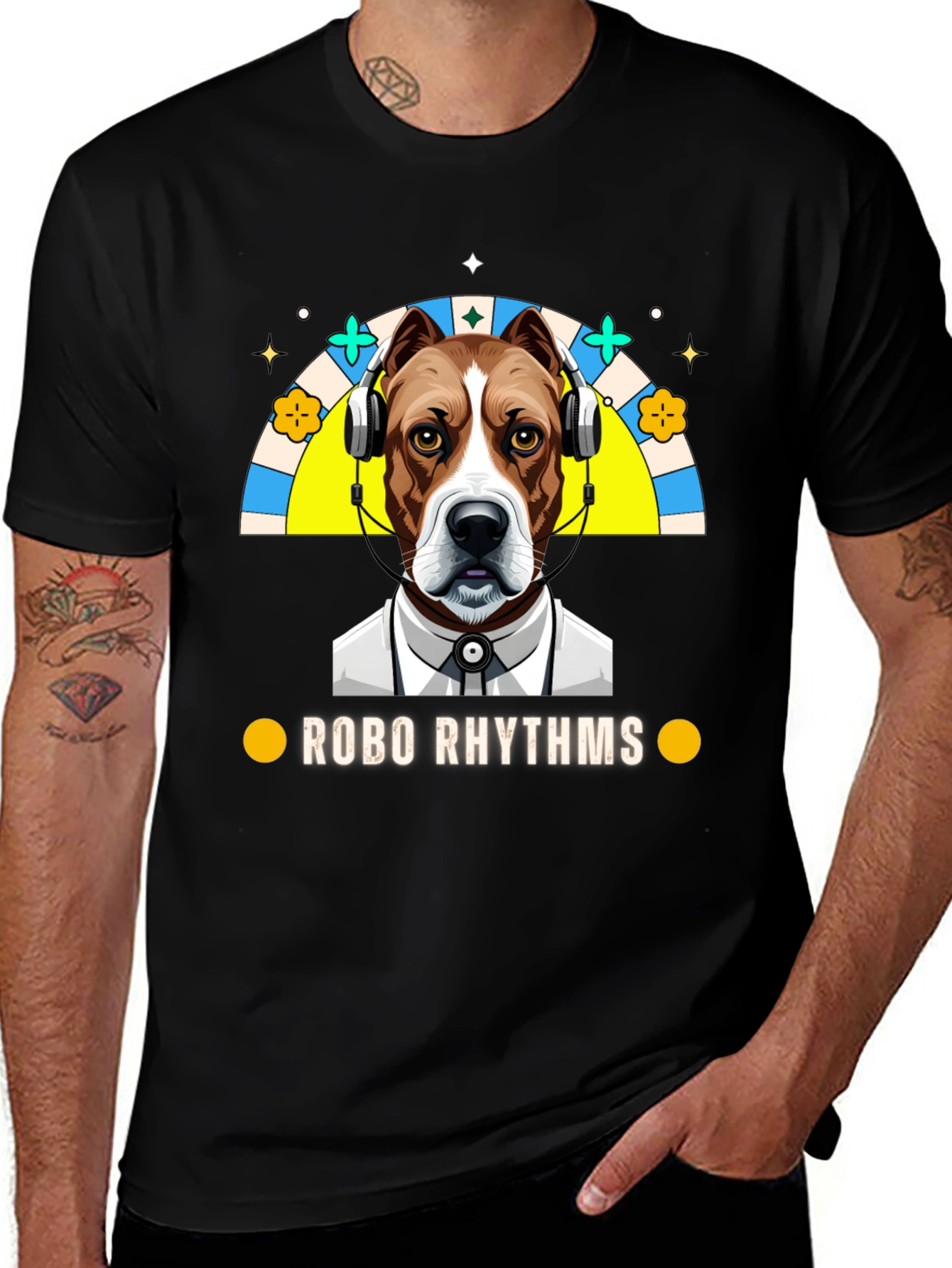Variant 30 of Robo Rhythms Graphic Tee - Dog with Headphones