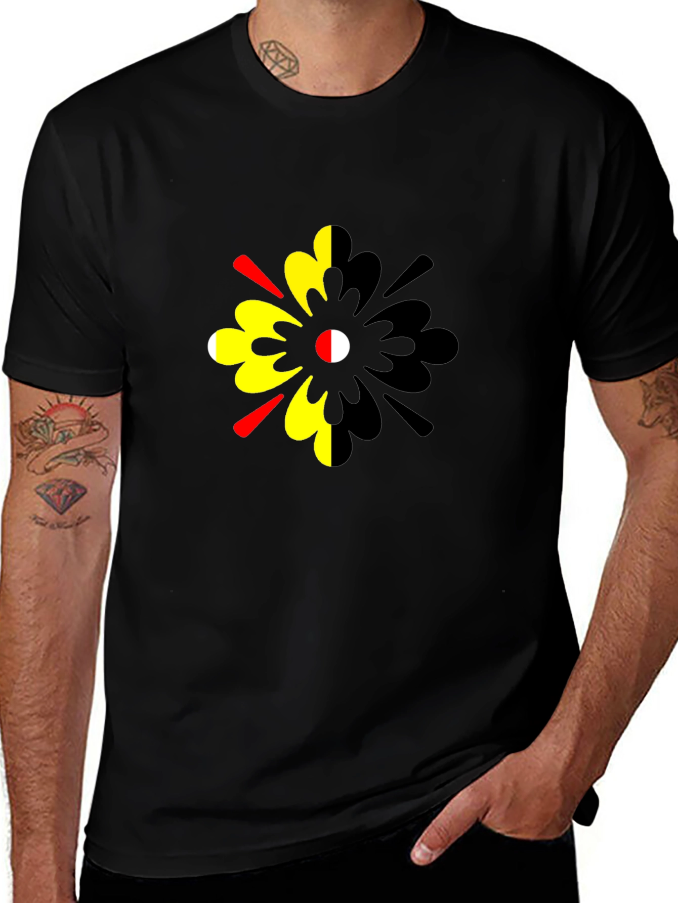 Variant 20 of Abstract Floral Print Men's Black T-Shirt