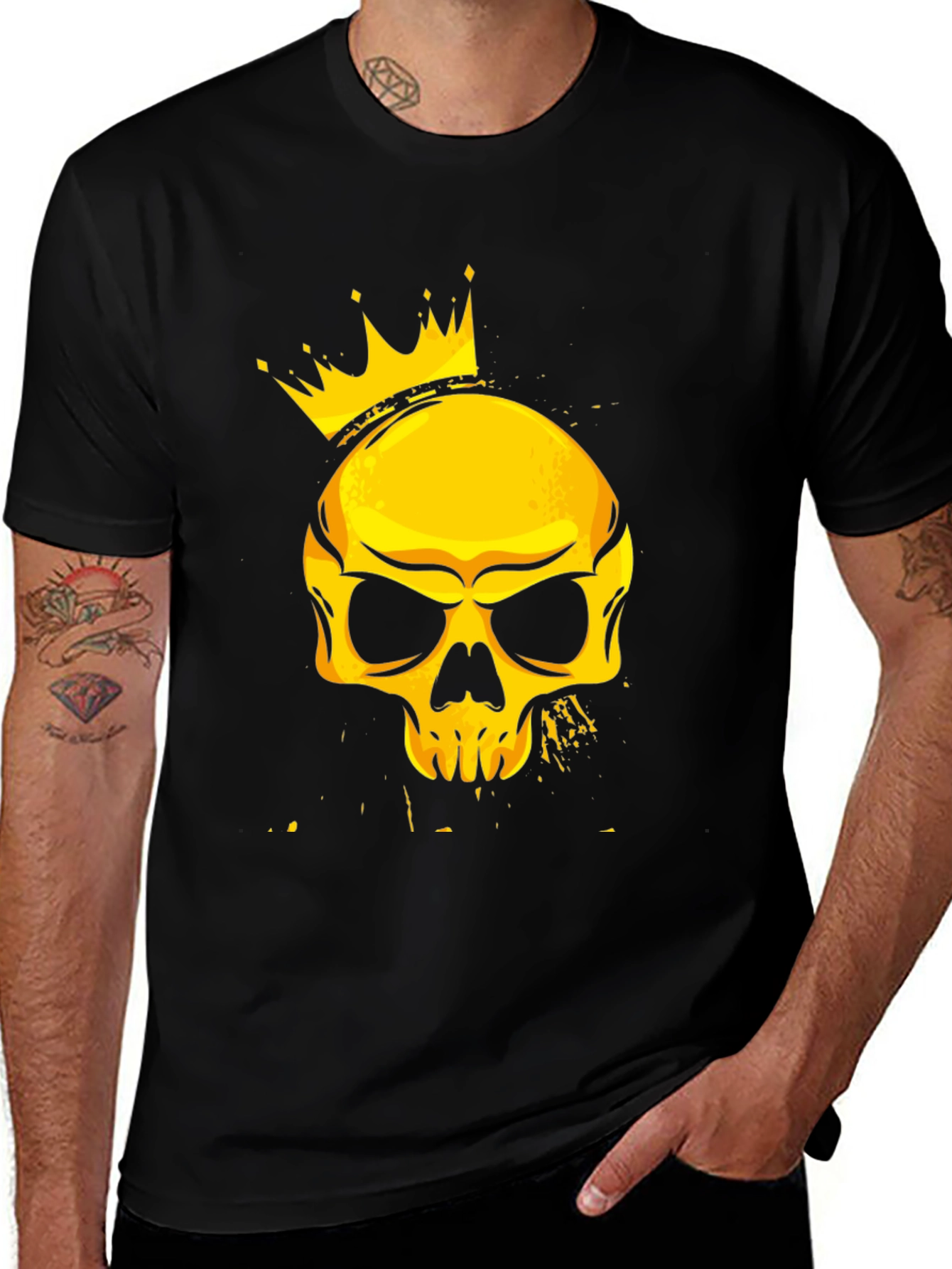 Variant 21 of Crowned Skull Graphic Tee - Black Cotton T-Shirt